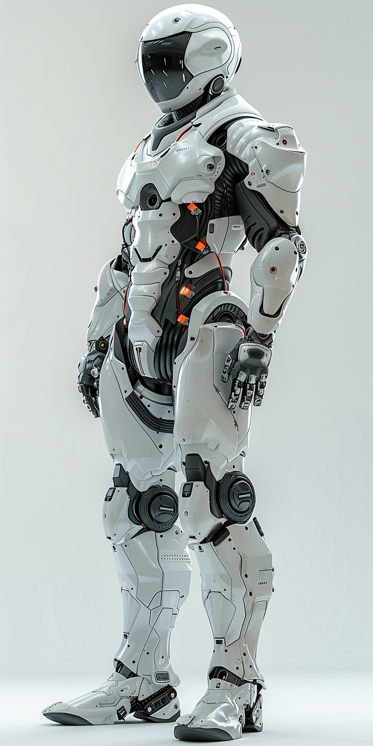 Male robot isolated on light background