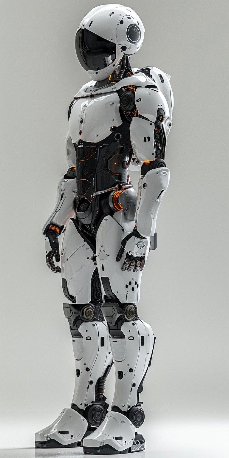 Male robot isolated on light background