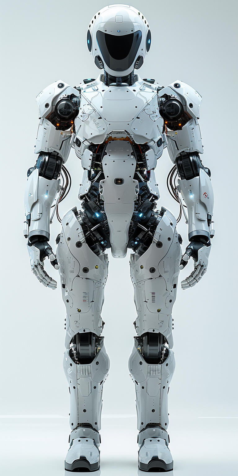 Male robot isolated on light background