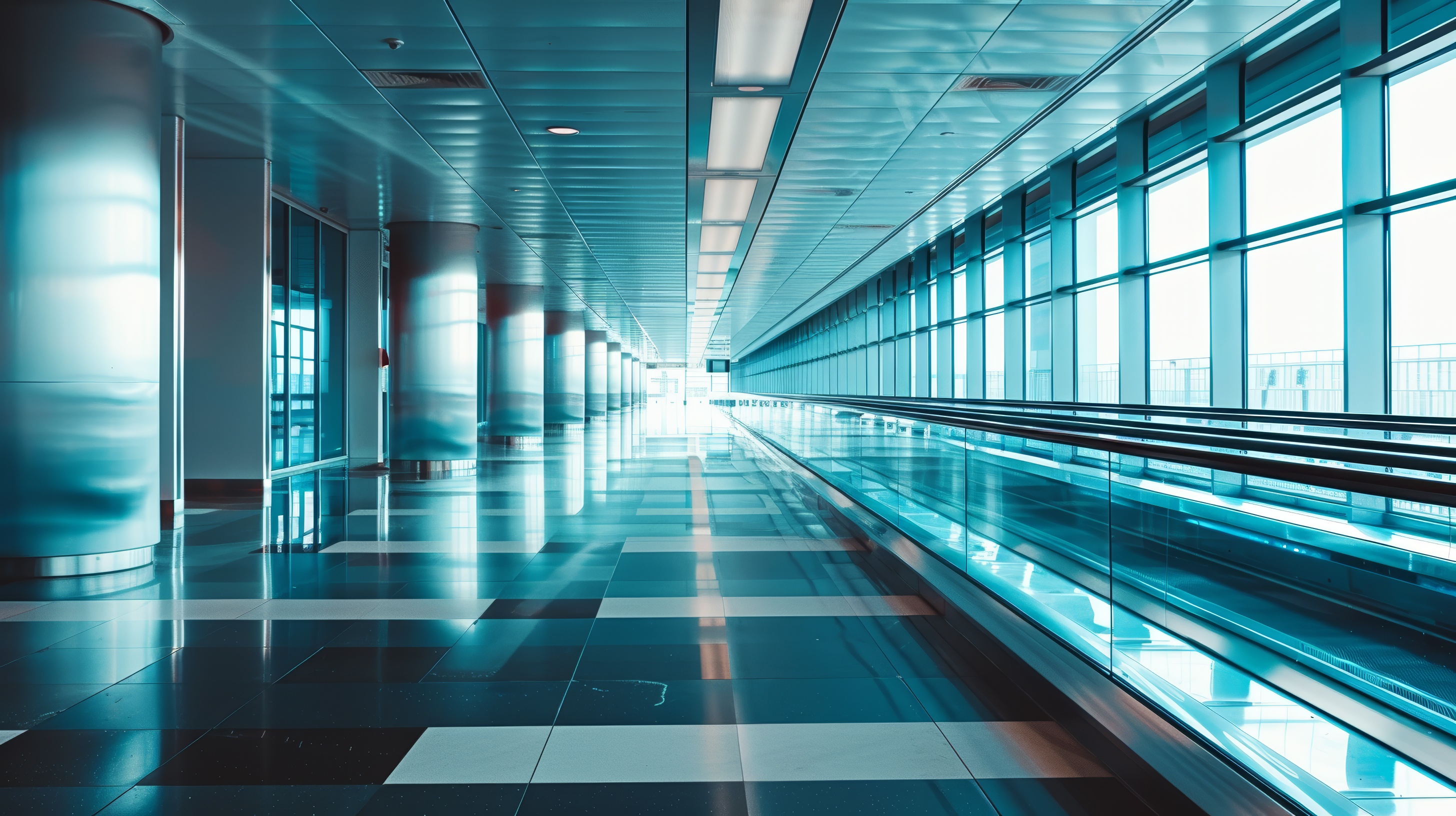 Modern escalator in airport