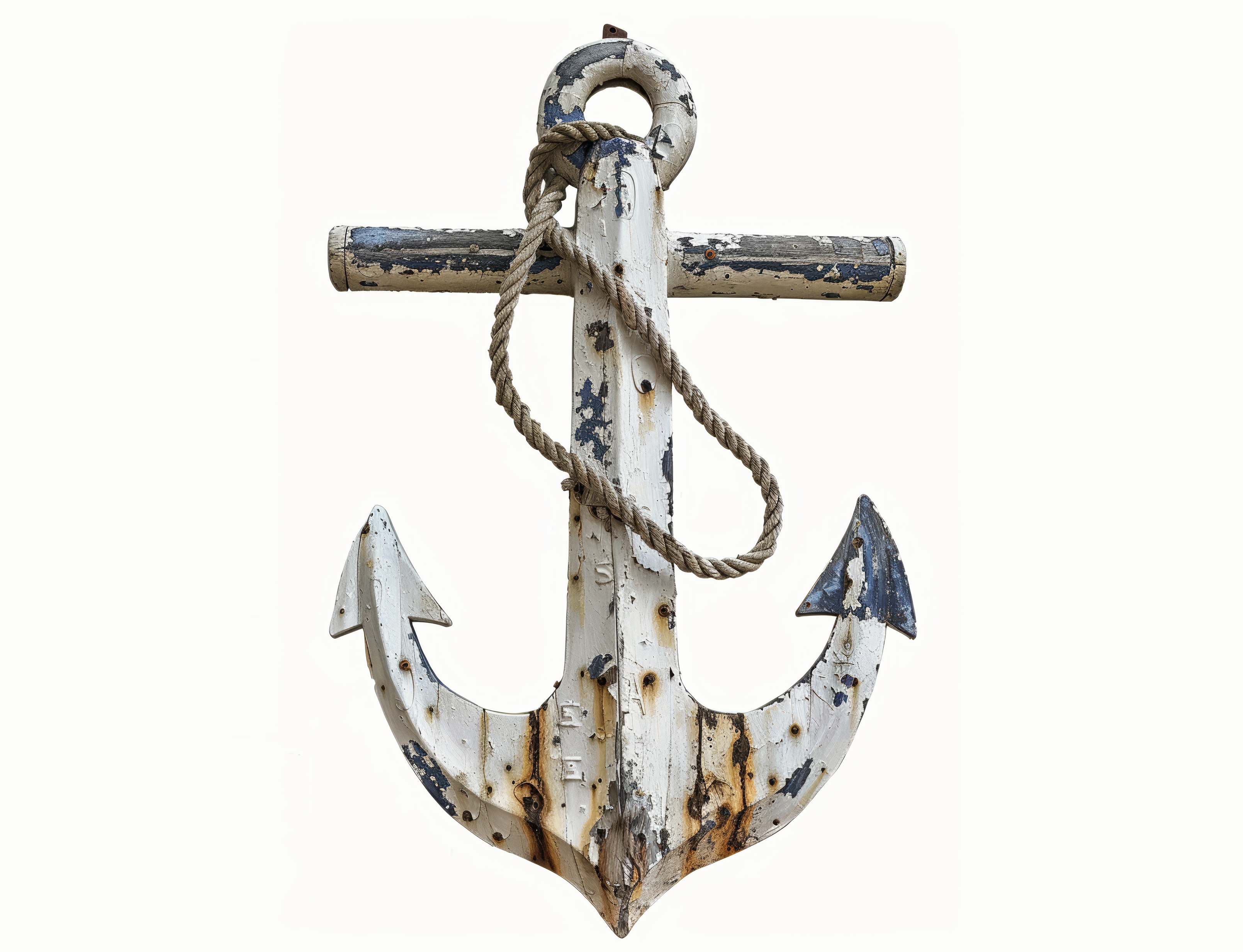 Old rusty anchor isolated on white Background