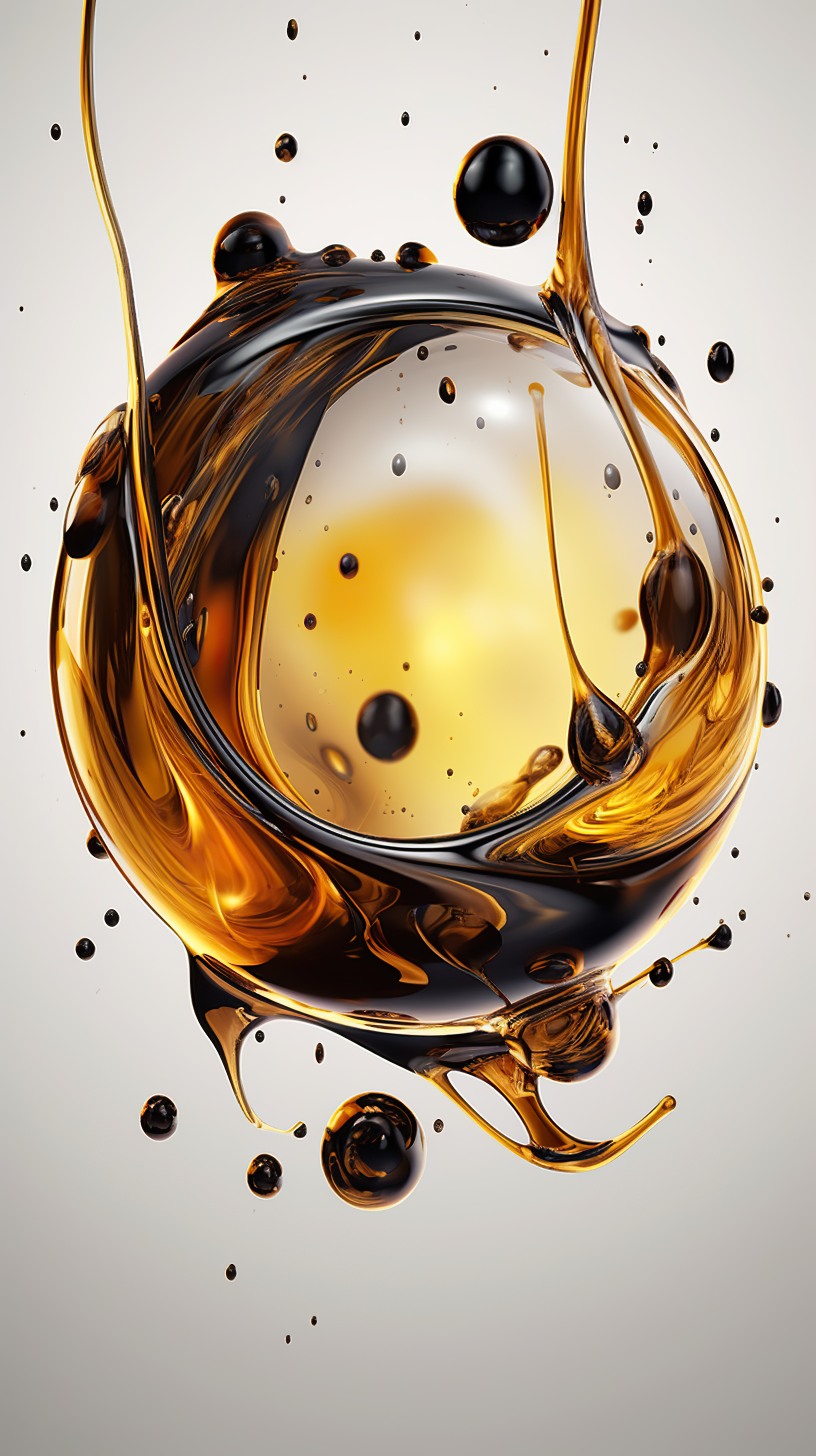 Olive or engine oil swirling on white background