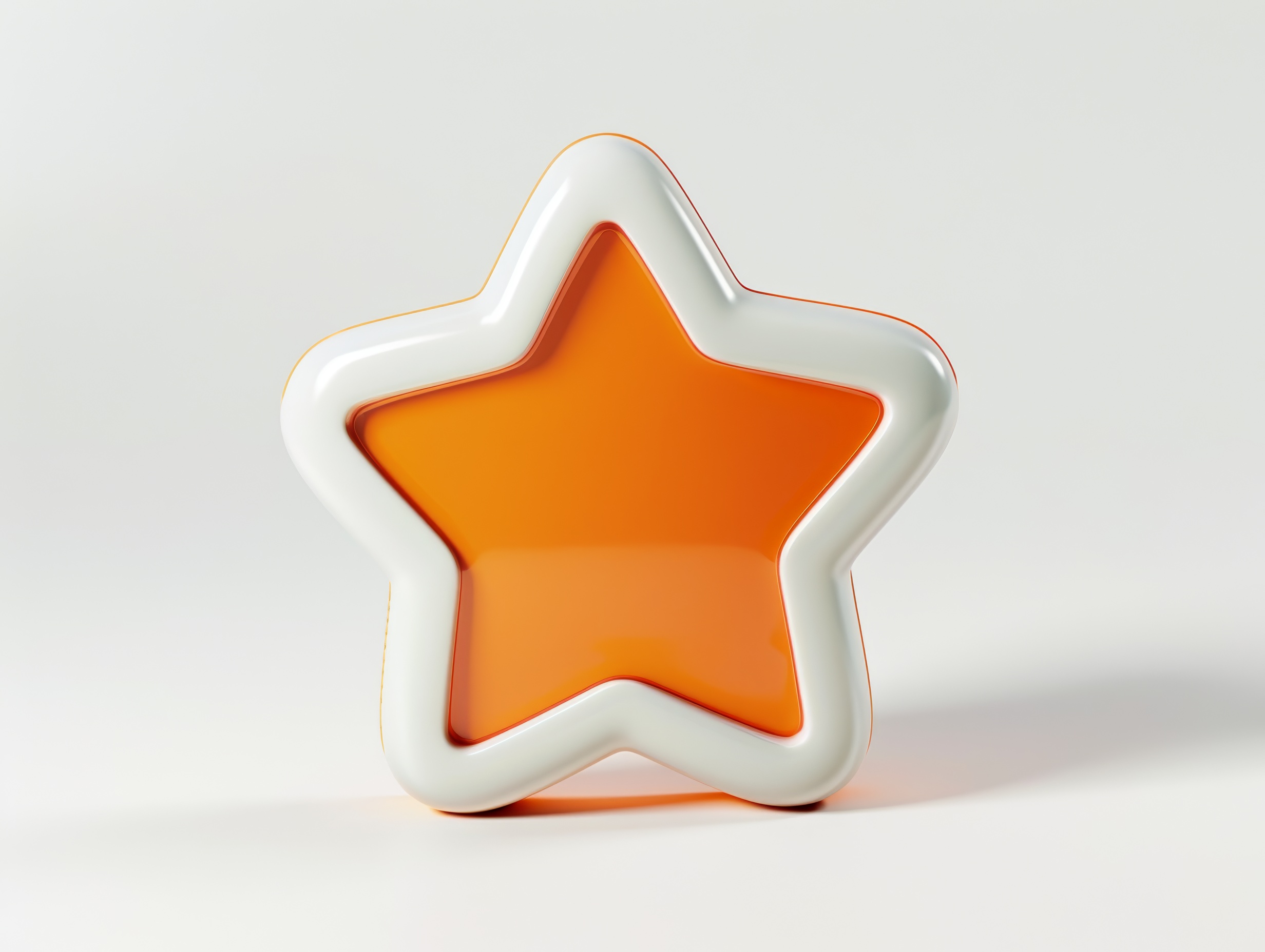 Orange favourite star icon on white background