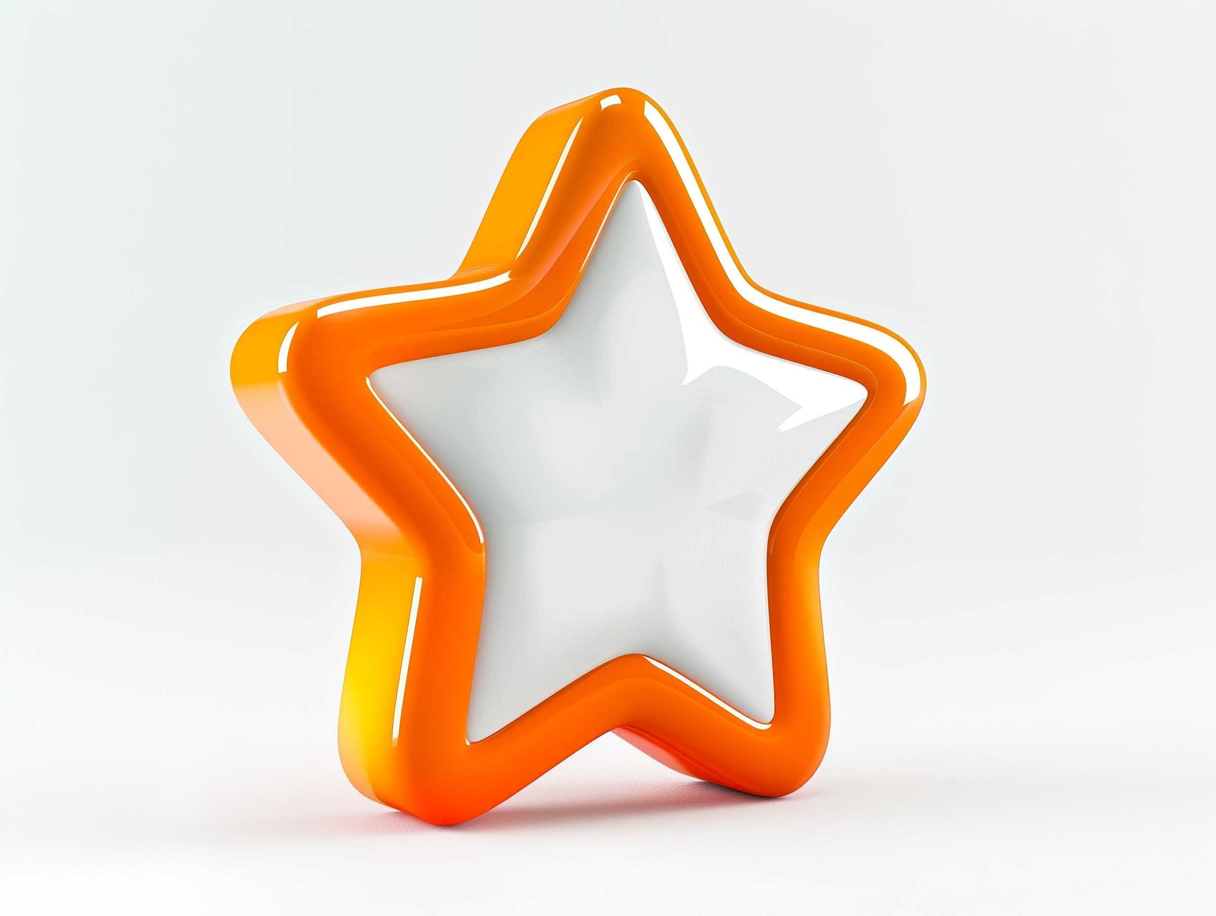 Orange favourite star icon on white background