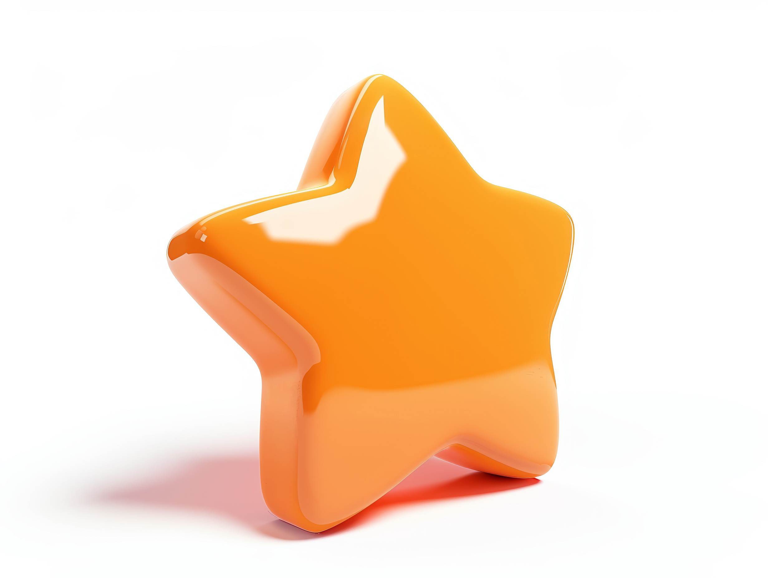 Orange favourite star icon on white background