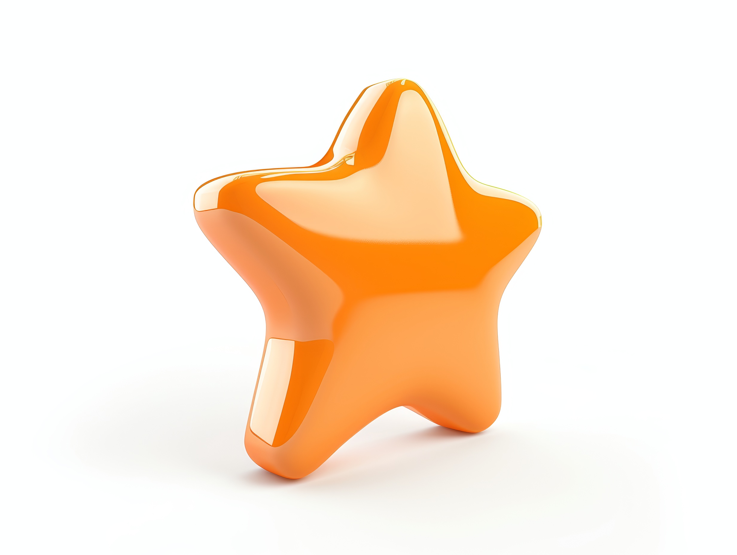 Orange favourite star icon on white background