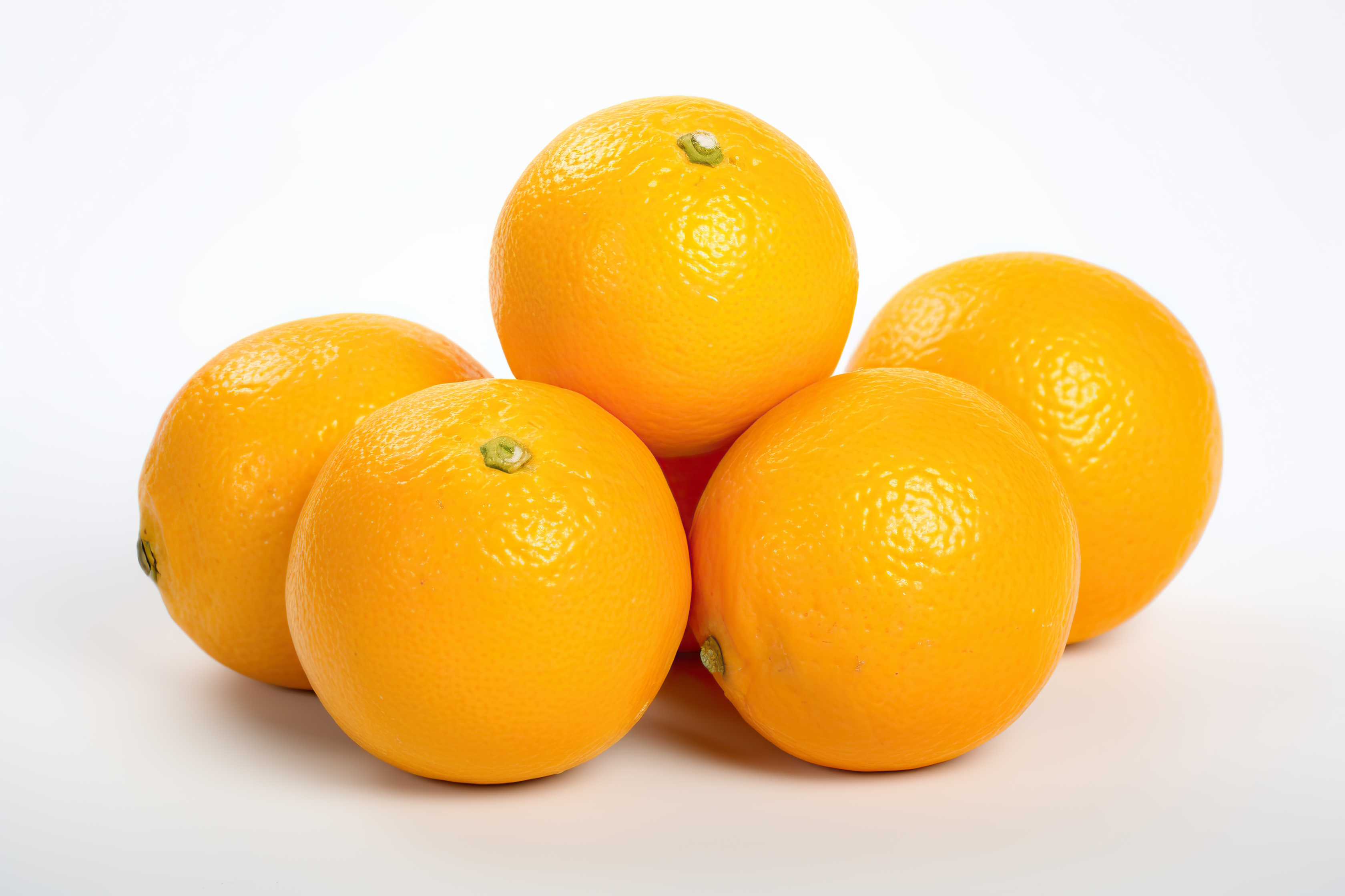 Orange fruit with leaves isolated on white background