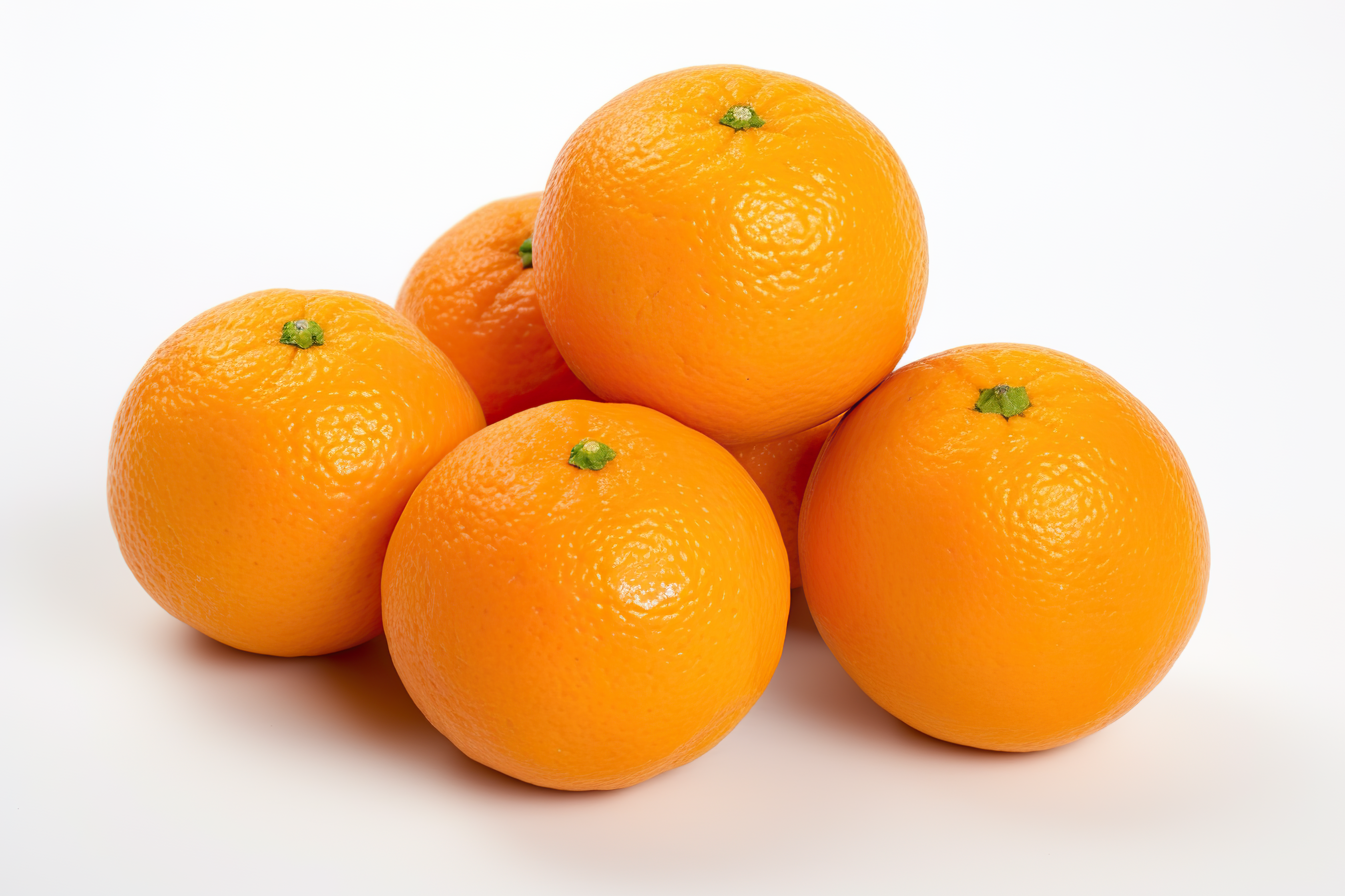 Orange fruit with leaves isolated on white background