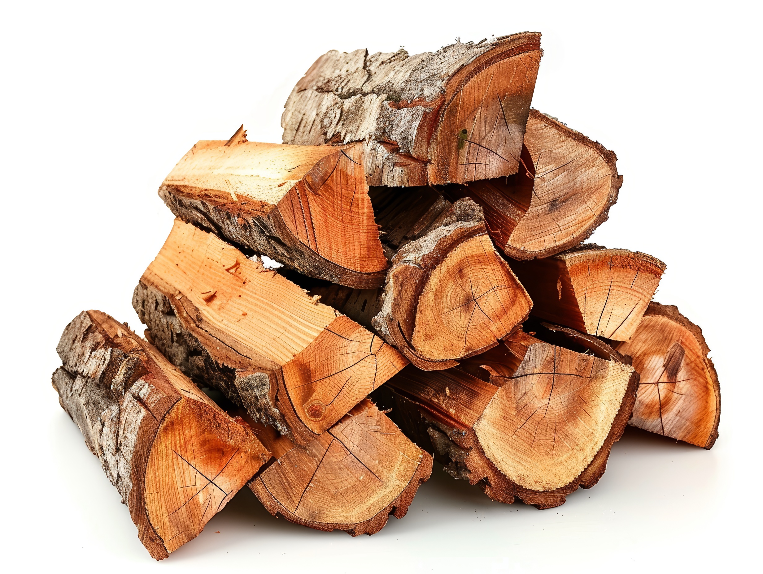 Pile of firewood isolated on a white background