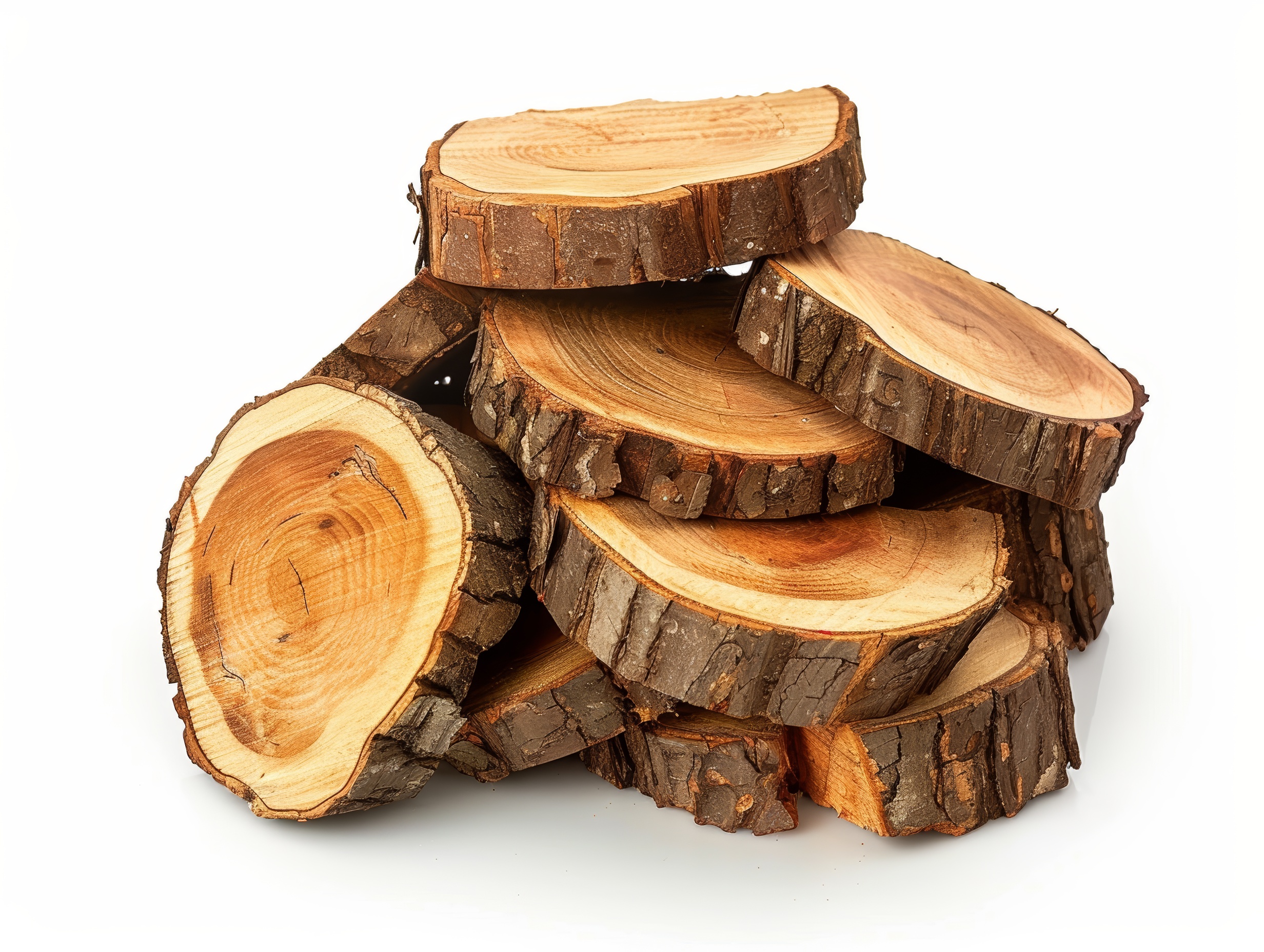 Pile of firewood isolated on a white background