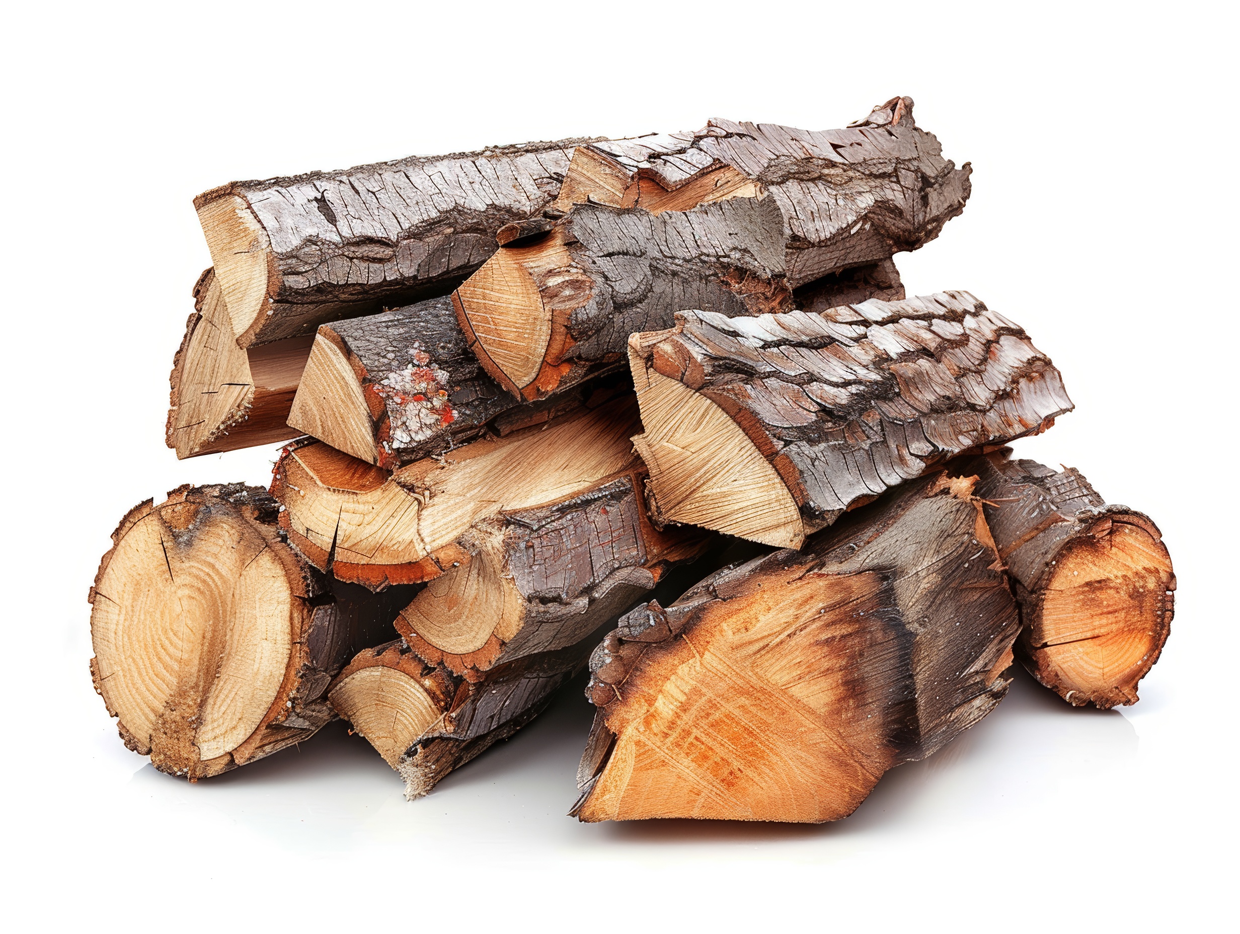 Pile of firewood isolated on a white background