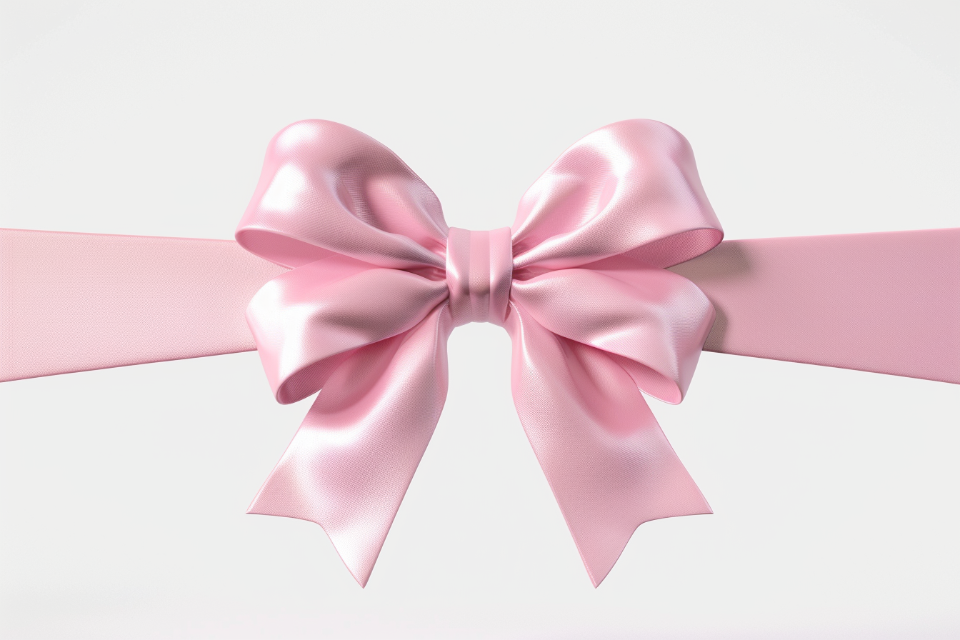 Pink Ribbon Bow isolated on White Background