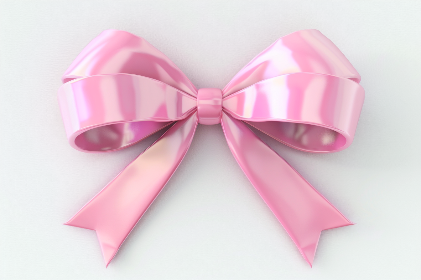 Pink Ribbon Bow isolated on White Background