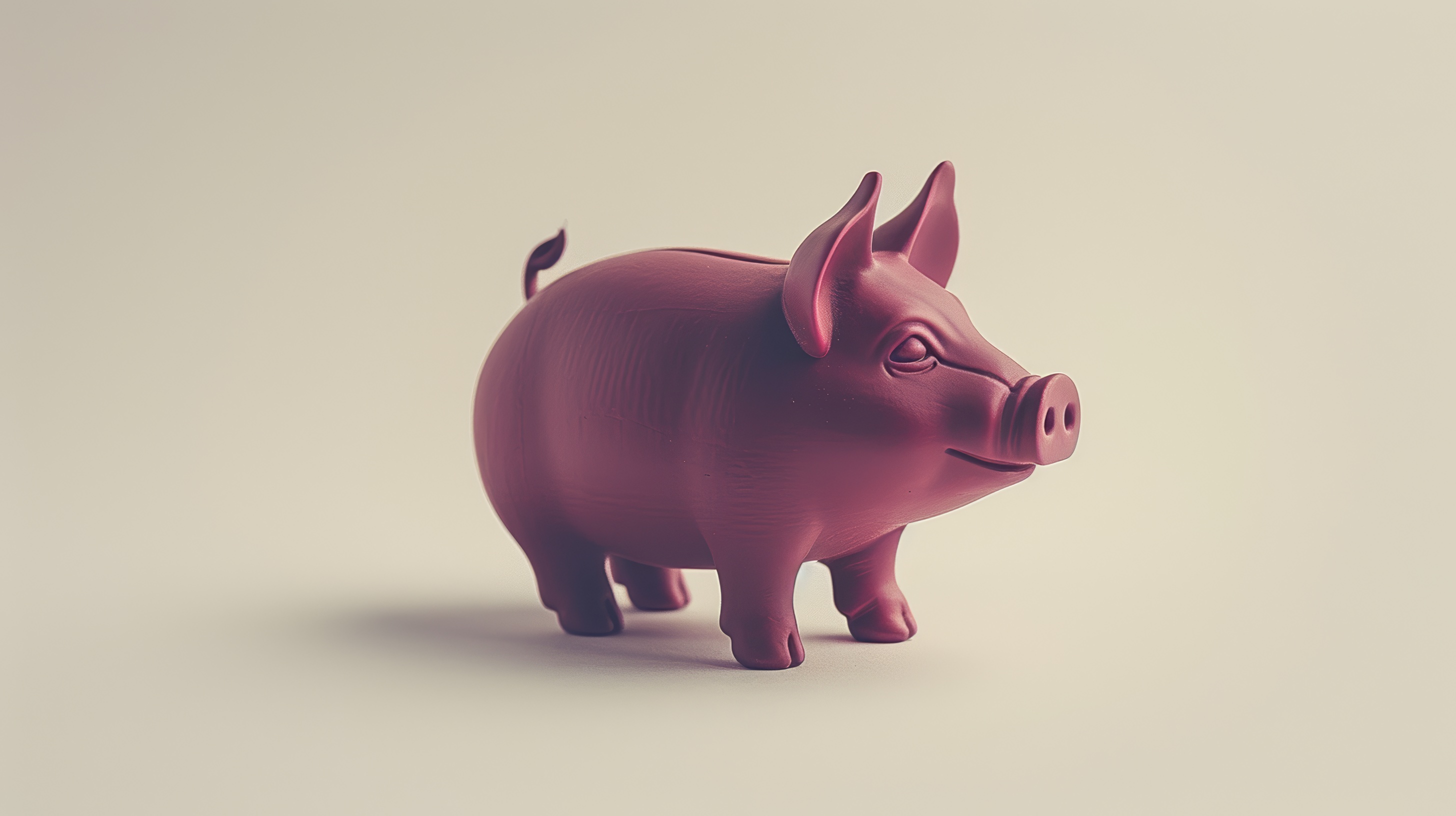 Plastic piggy bank on a white background