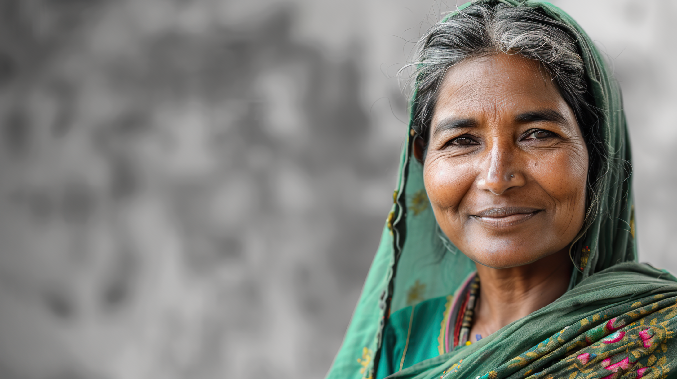 Portrait of a Indian rural woman smiling, AI Generative