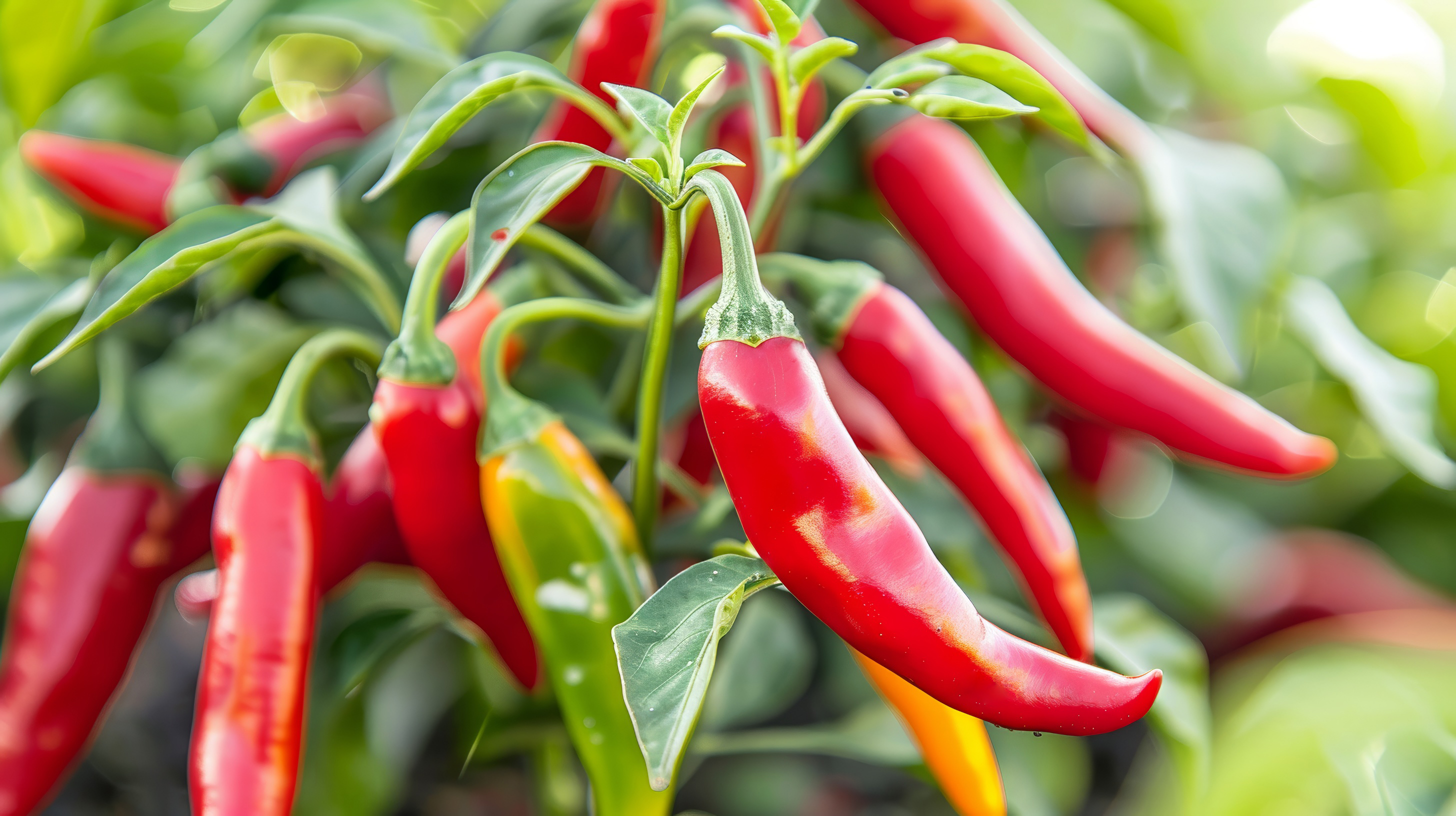 Red Chili Peppers on the Plant