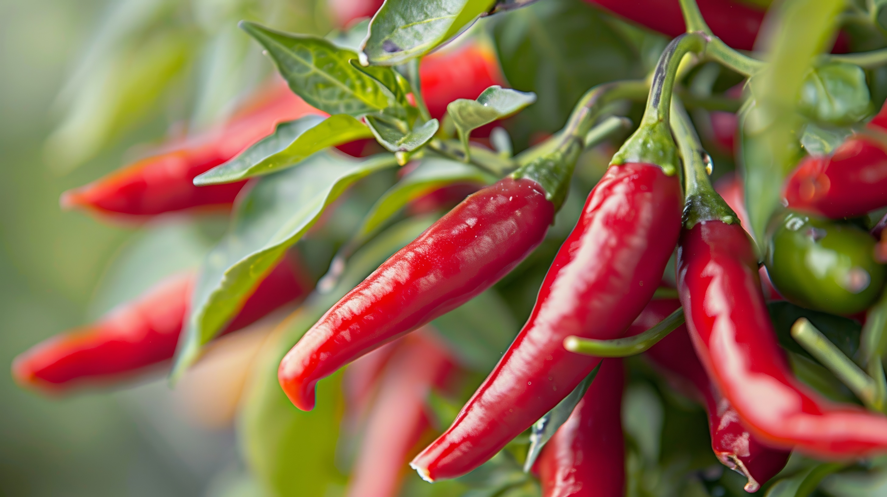 Red Chili Peppers on the Plant