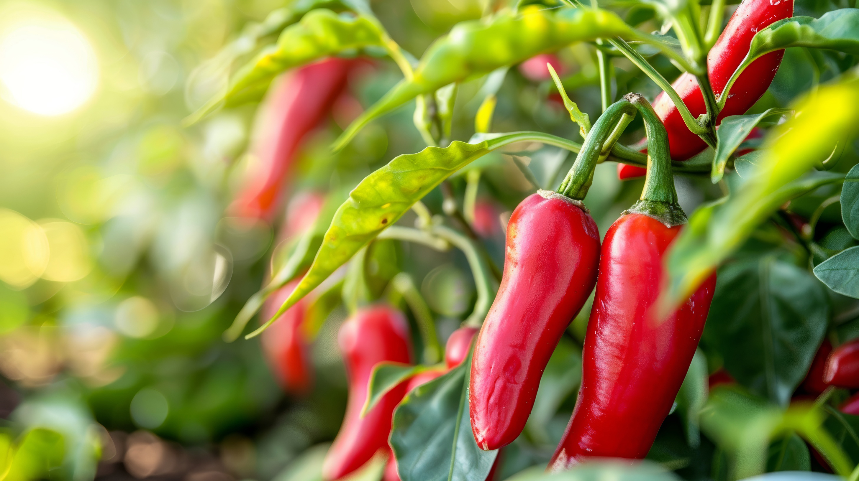 Red Chili Peppers on the Plant