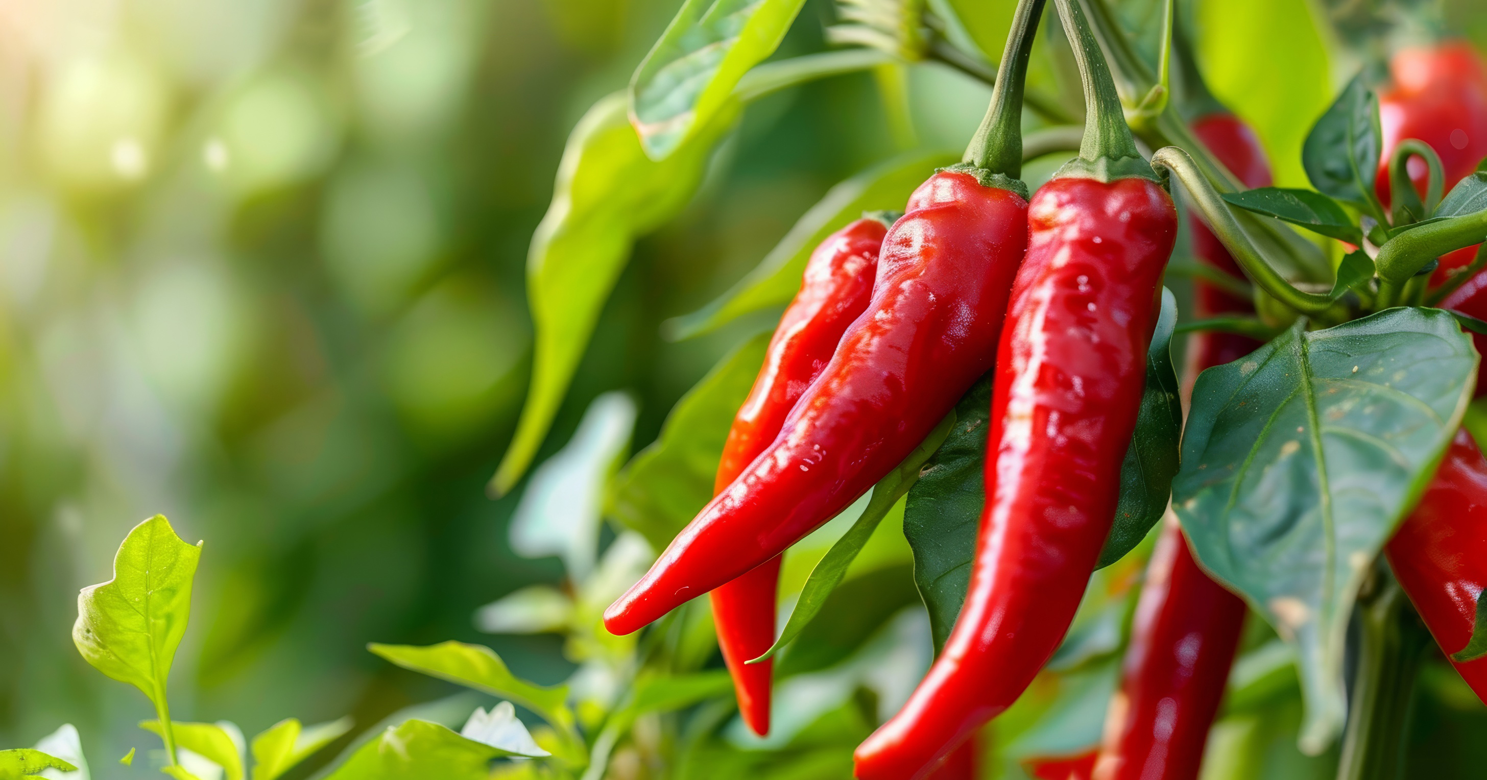 Red Chili Peppers on the Plant