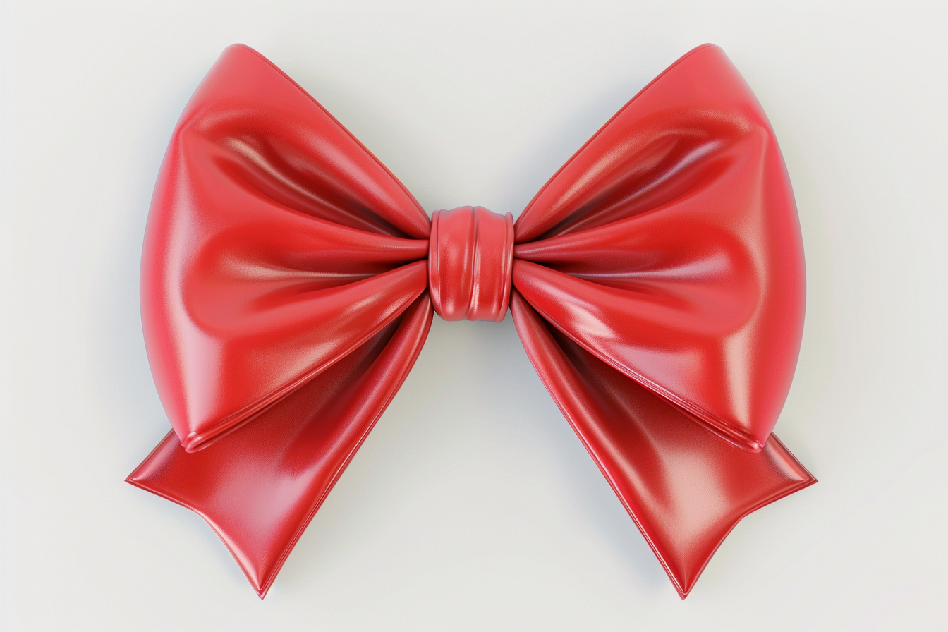 Red Ribbon Bow isolated on White Background