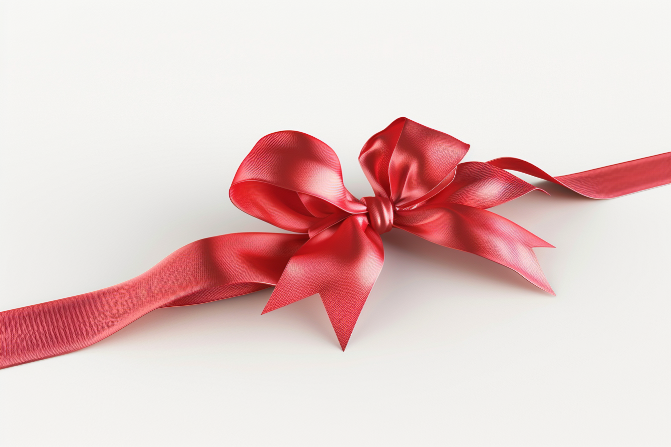 Red Ribbon Bow isolated on White Background