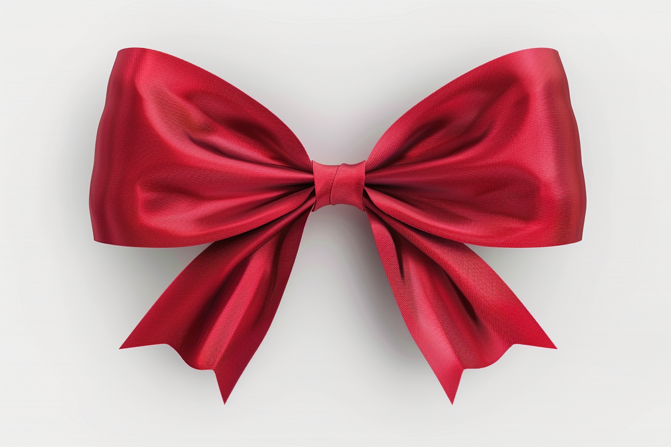 Red Ribbon Bow isolated on White Background