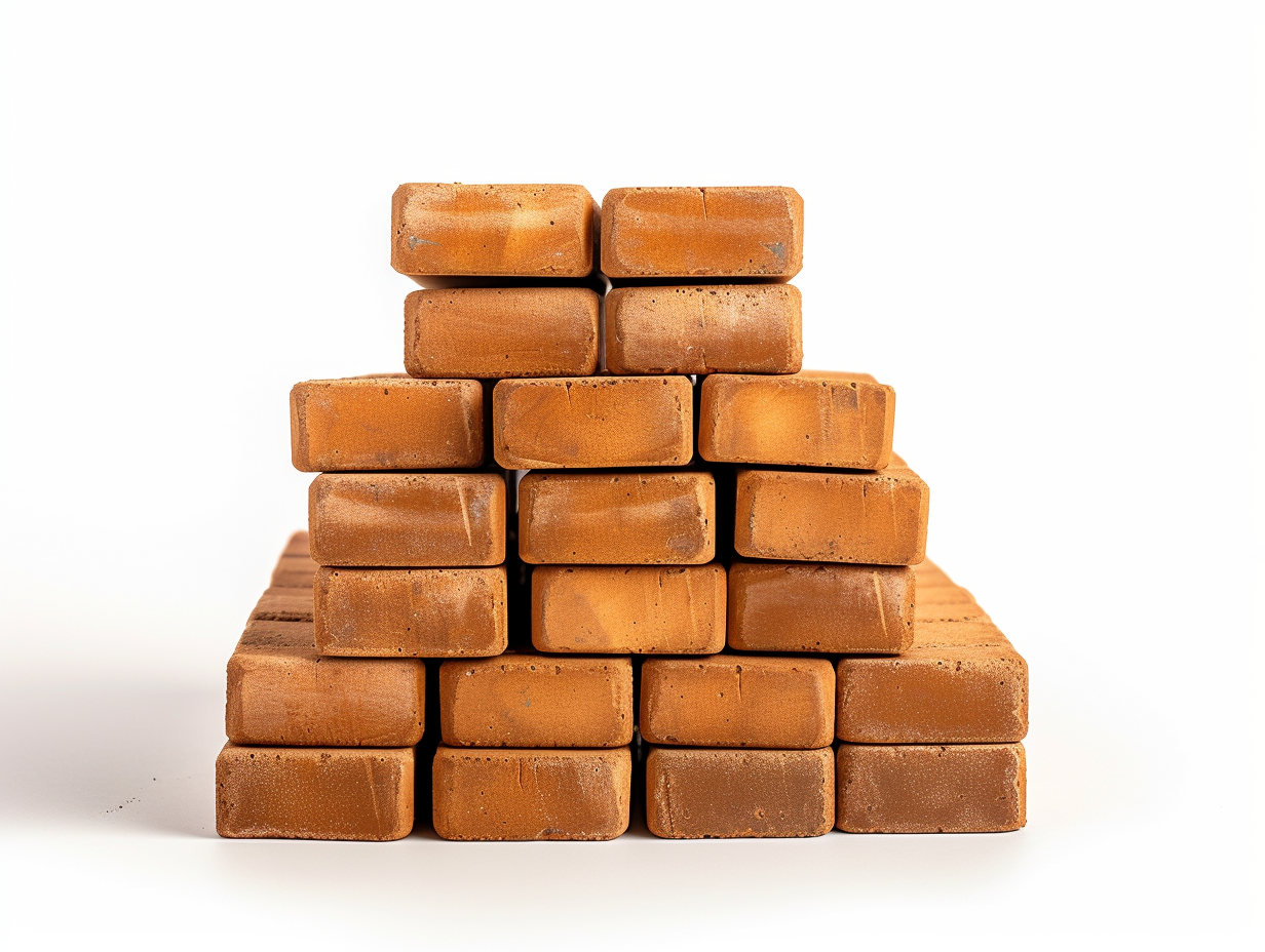 Red bricks isolated on white background