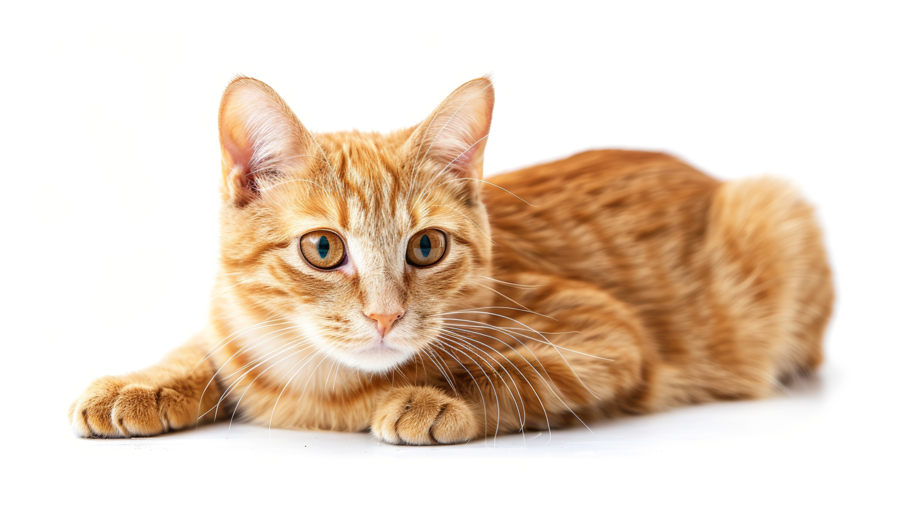 Red cat on white background