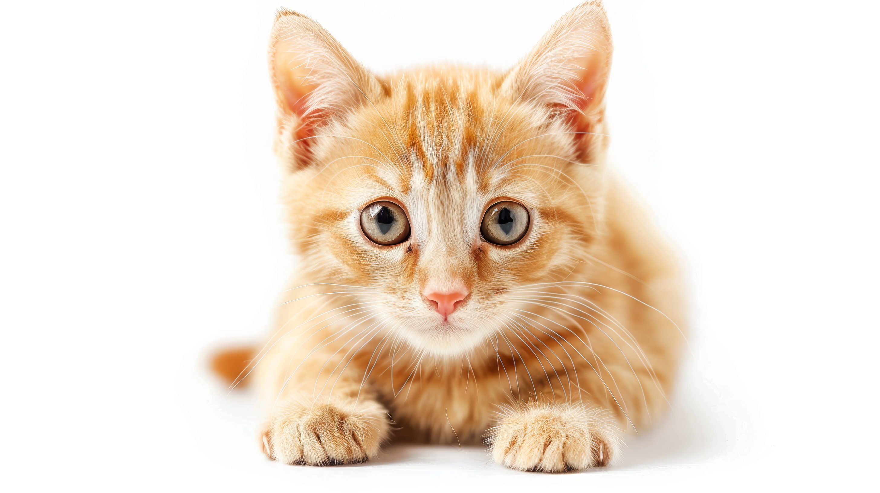 Red cat on white background