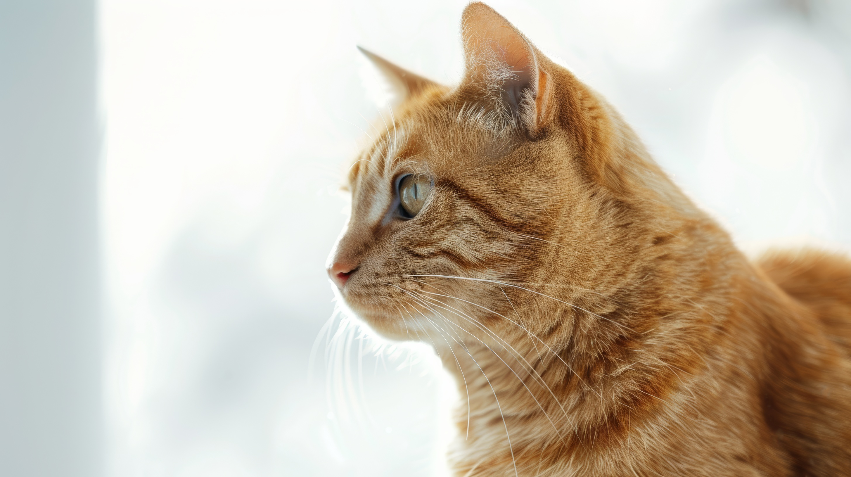 Red cat on white background