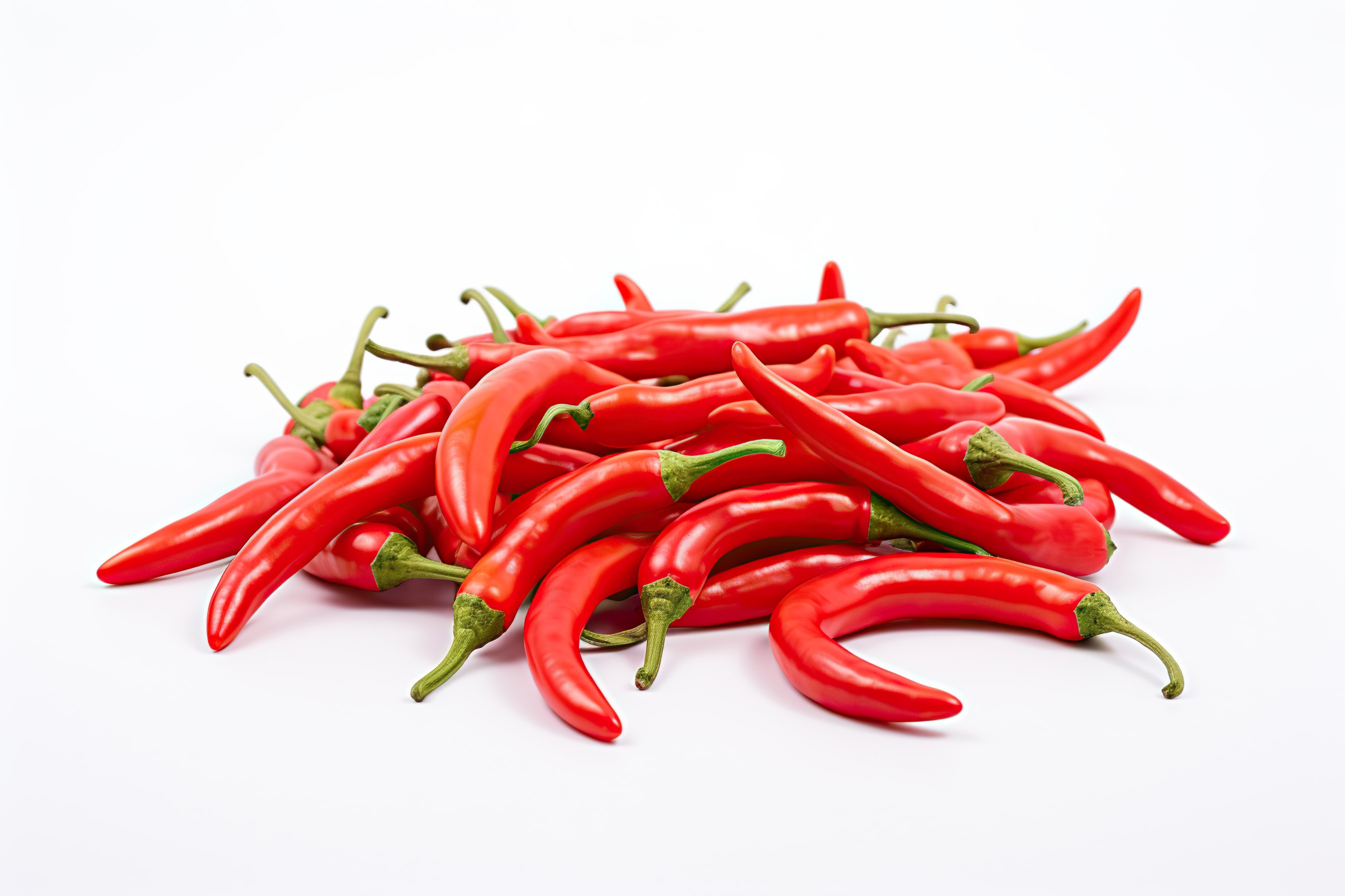 Red chilli peppers on white background