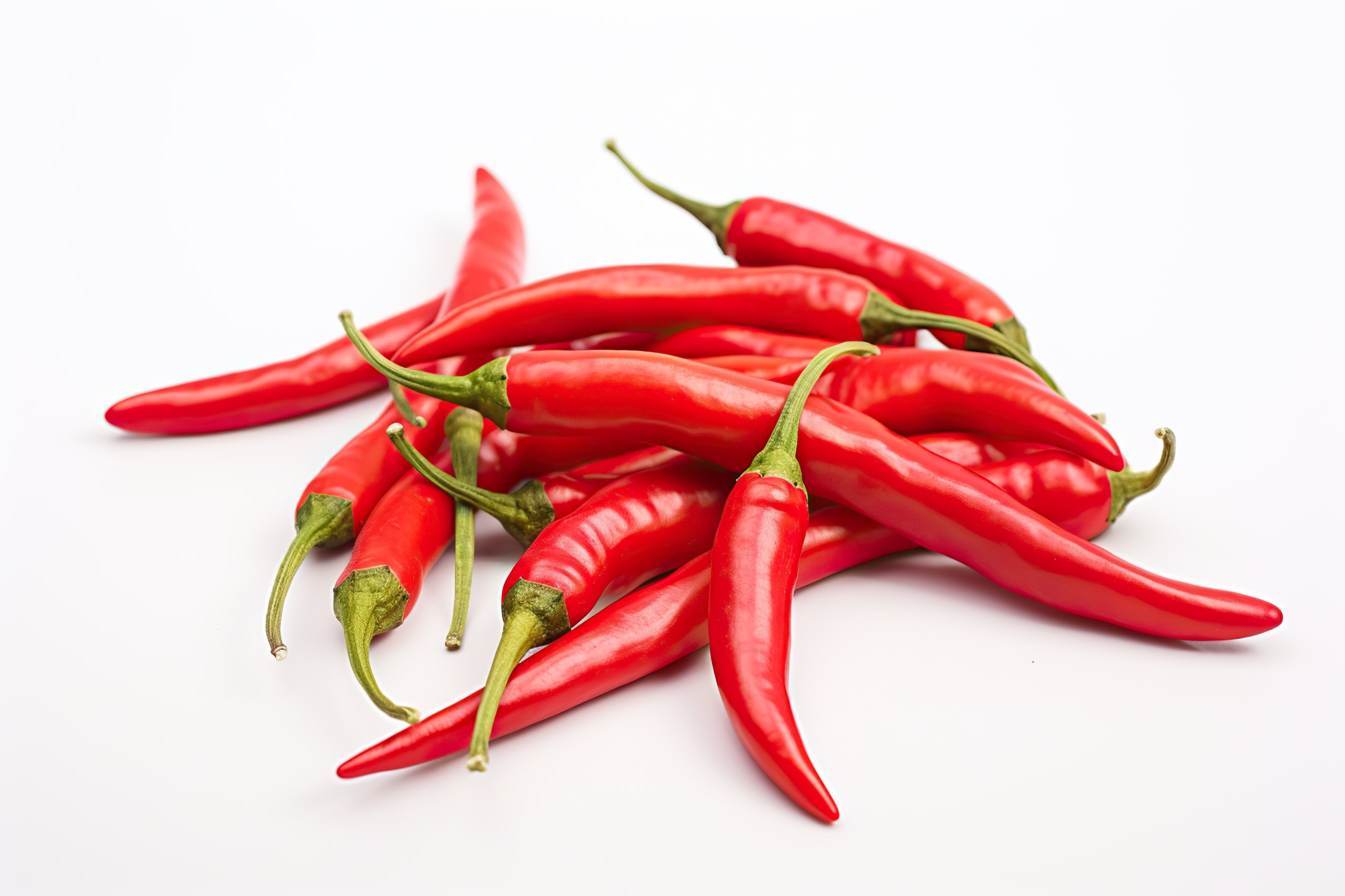 Red chilli peppers on white background