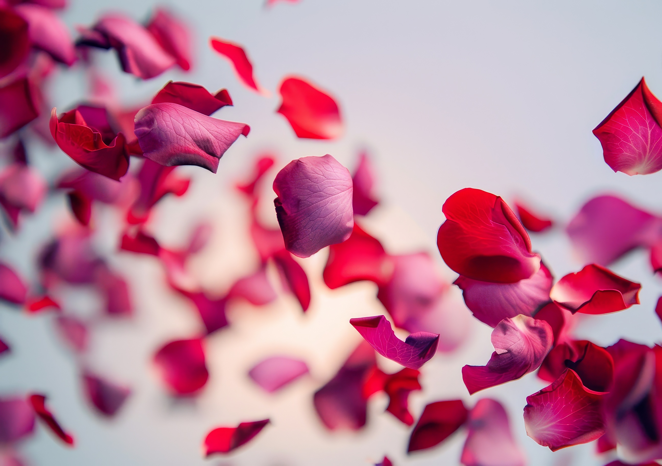 Red rose petals on white background,Valentines day concept.