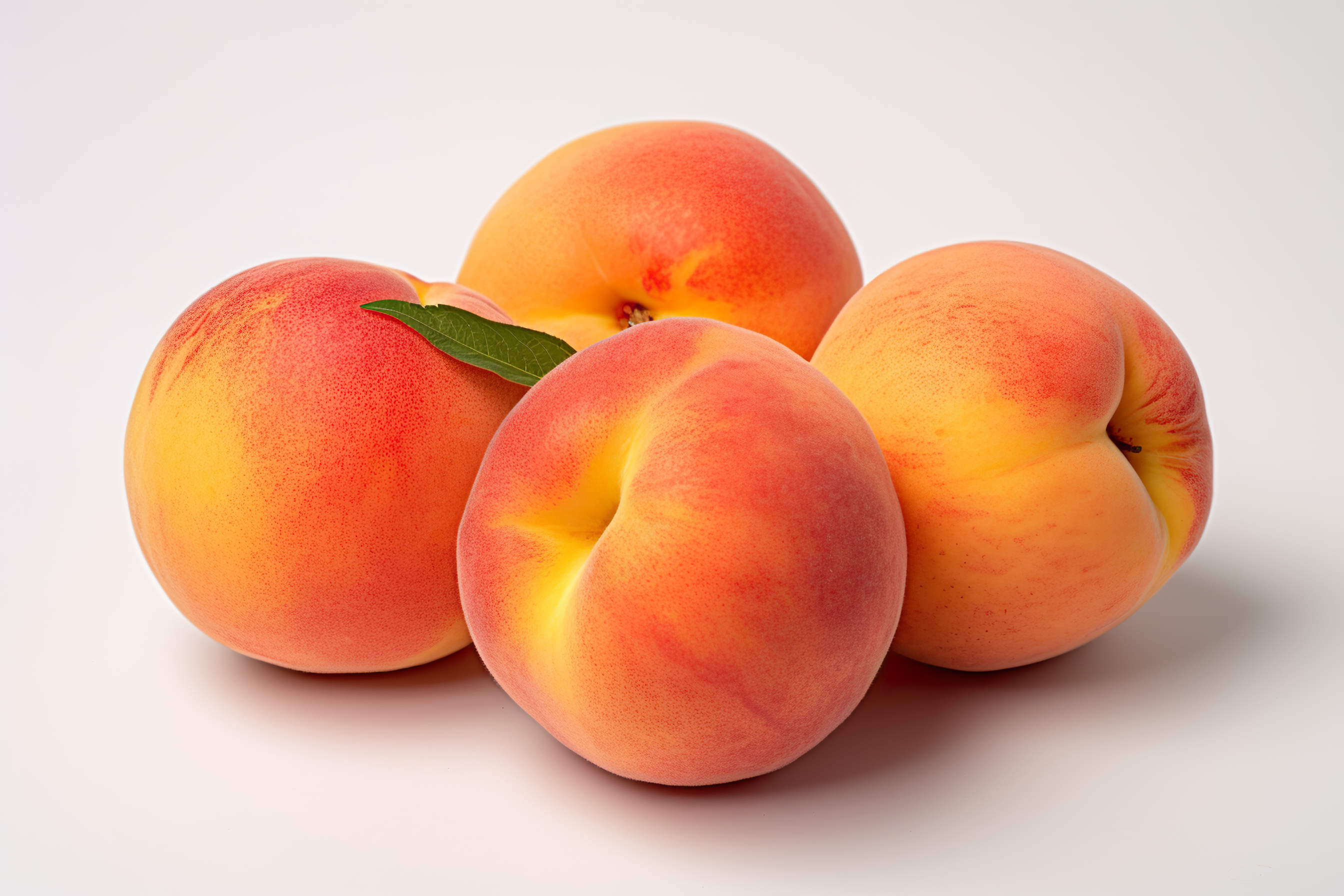 Ripe peach isolated on white background