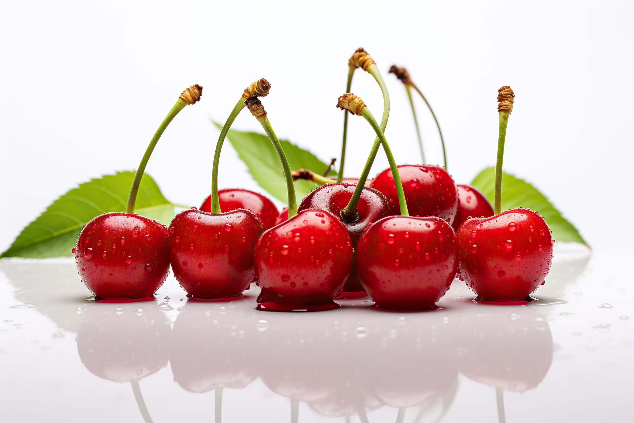 Ripe red cherries isolated on white background