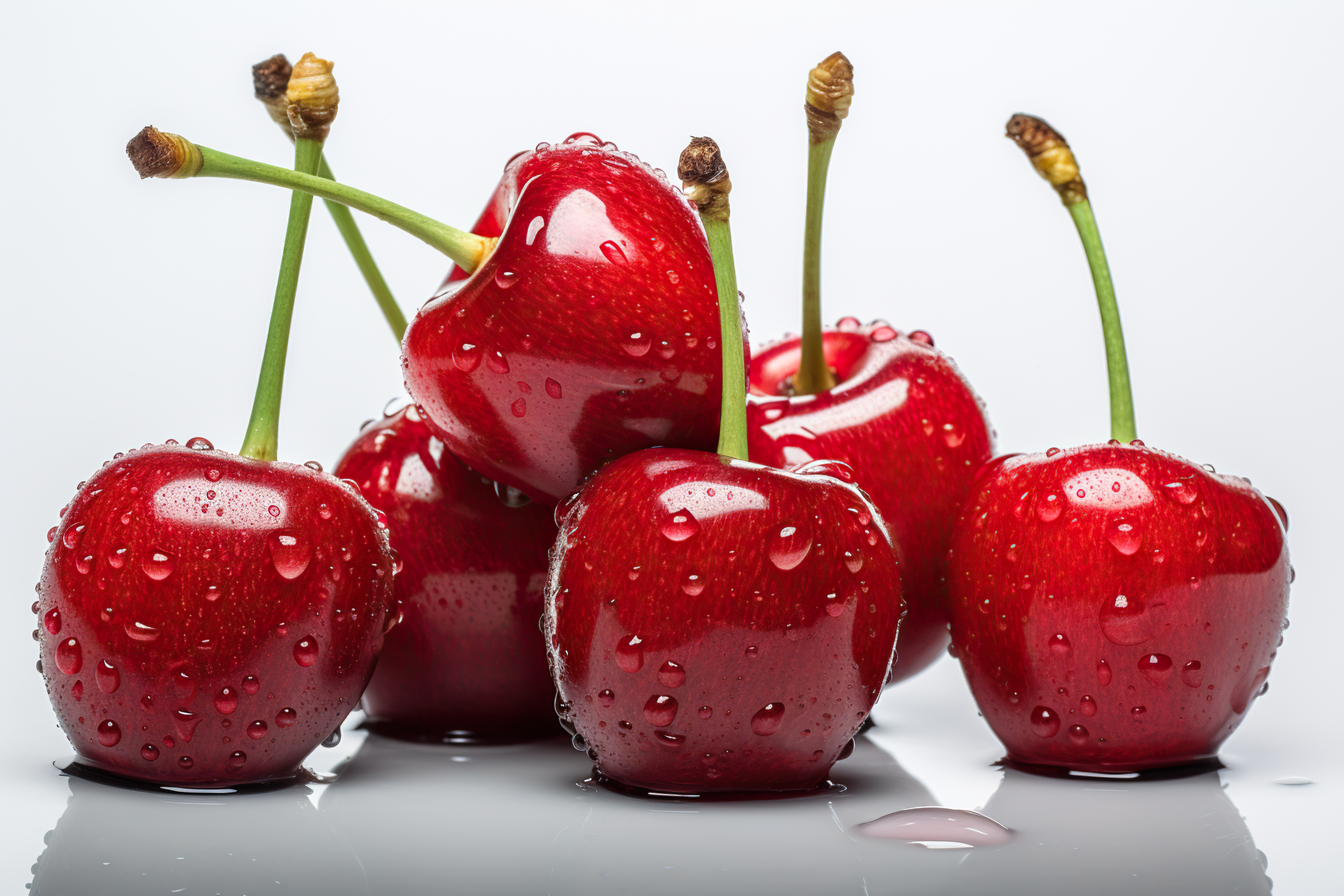 Ripe red cherries isolated on white background