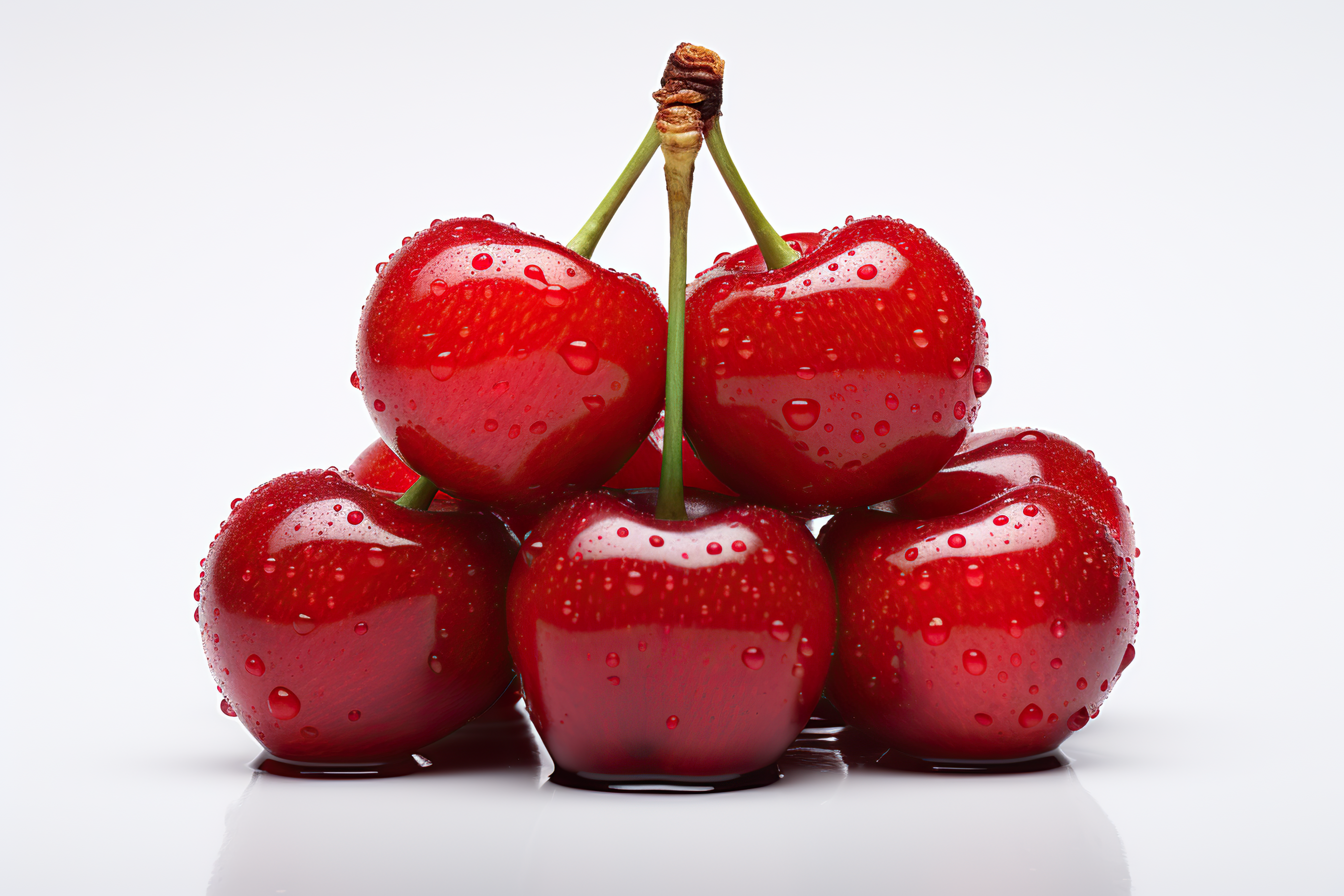 Ripe red cherries isolated on white background