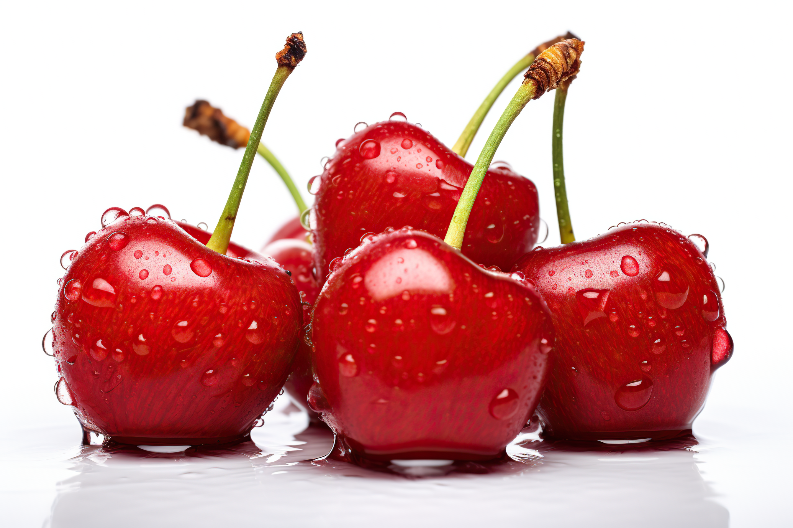 Ripe red cherries isolated on white background