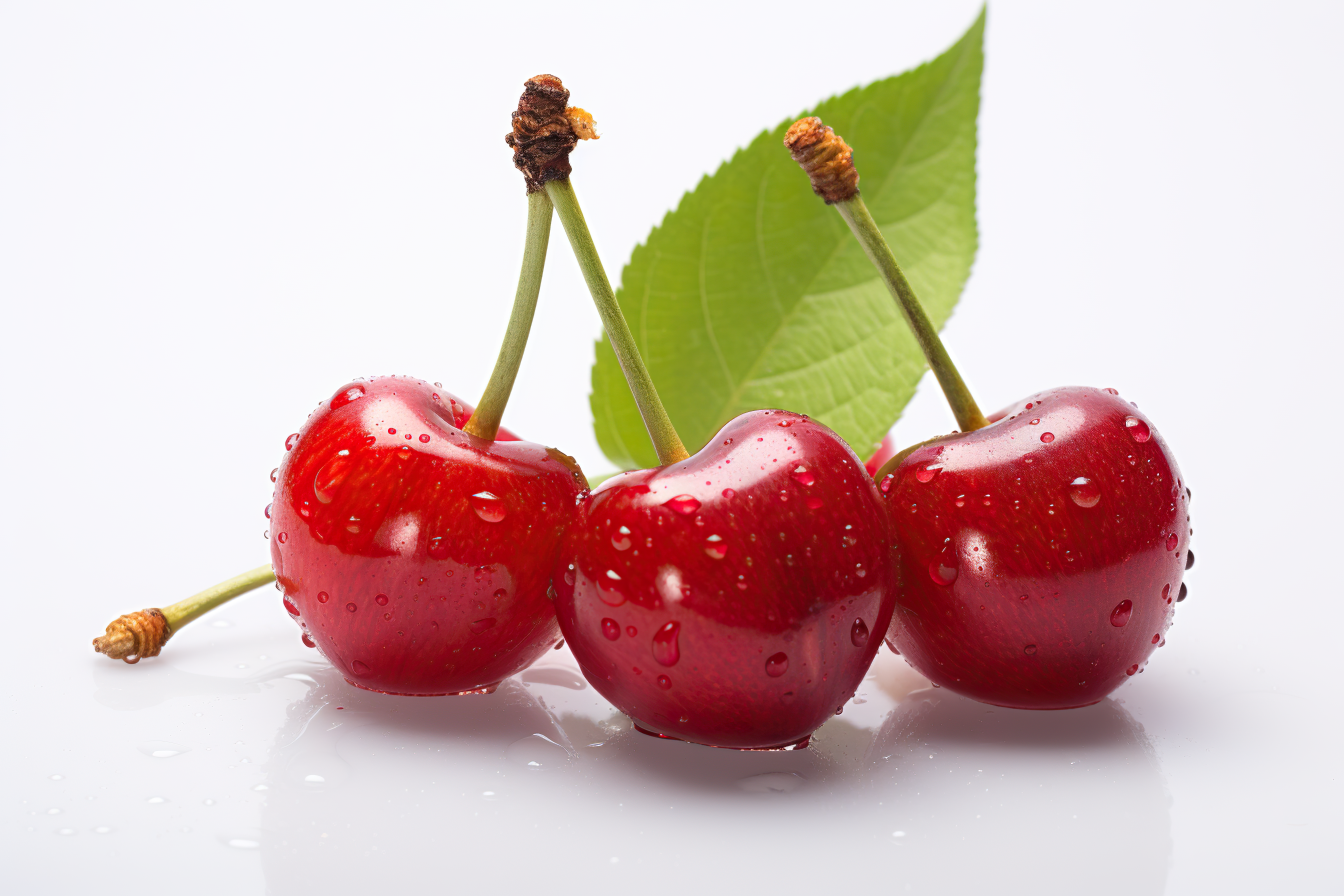 Ripe red cherries isolated on white background