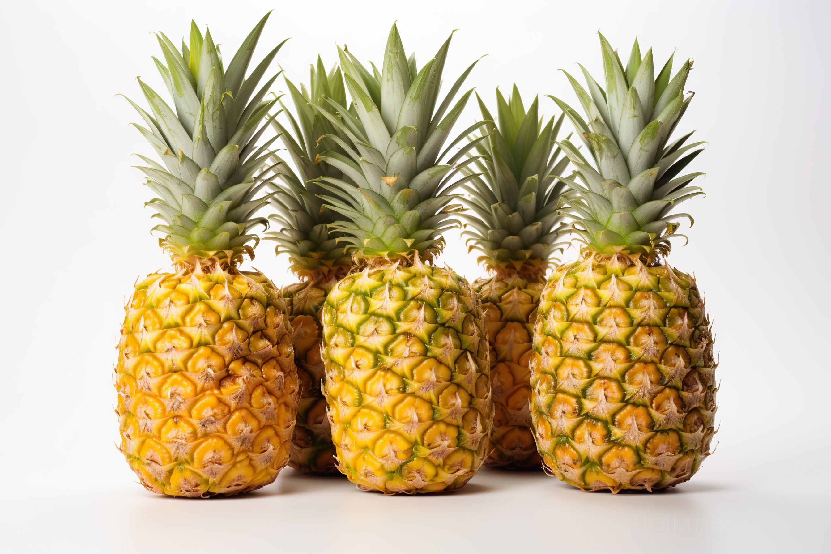 Ripe whole pineapples isolated on white background