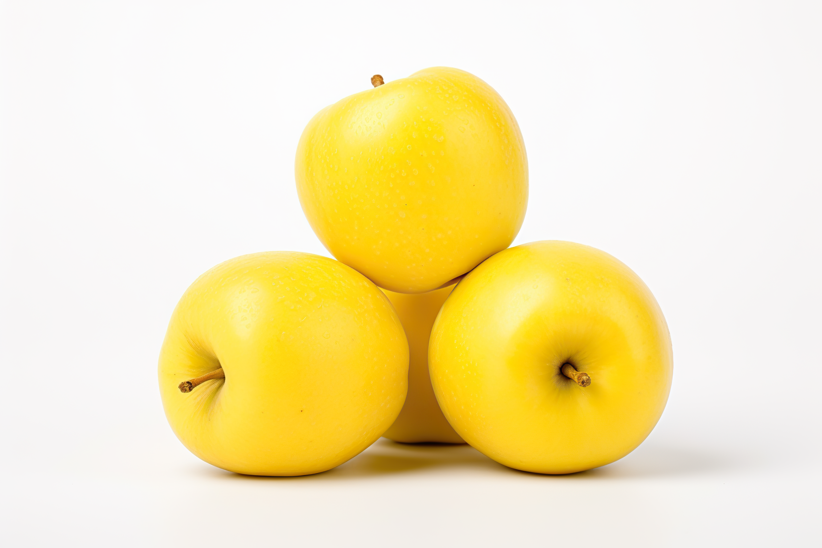 Ripe yellow apple isolated on white background