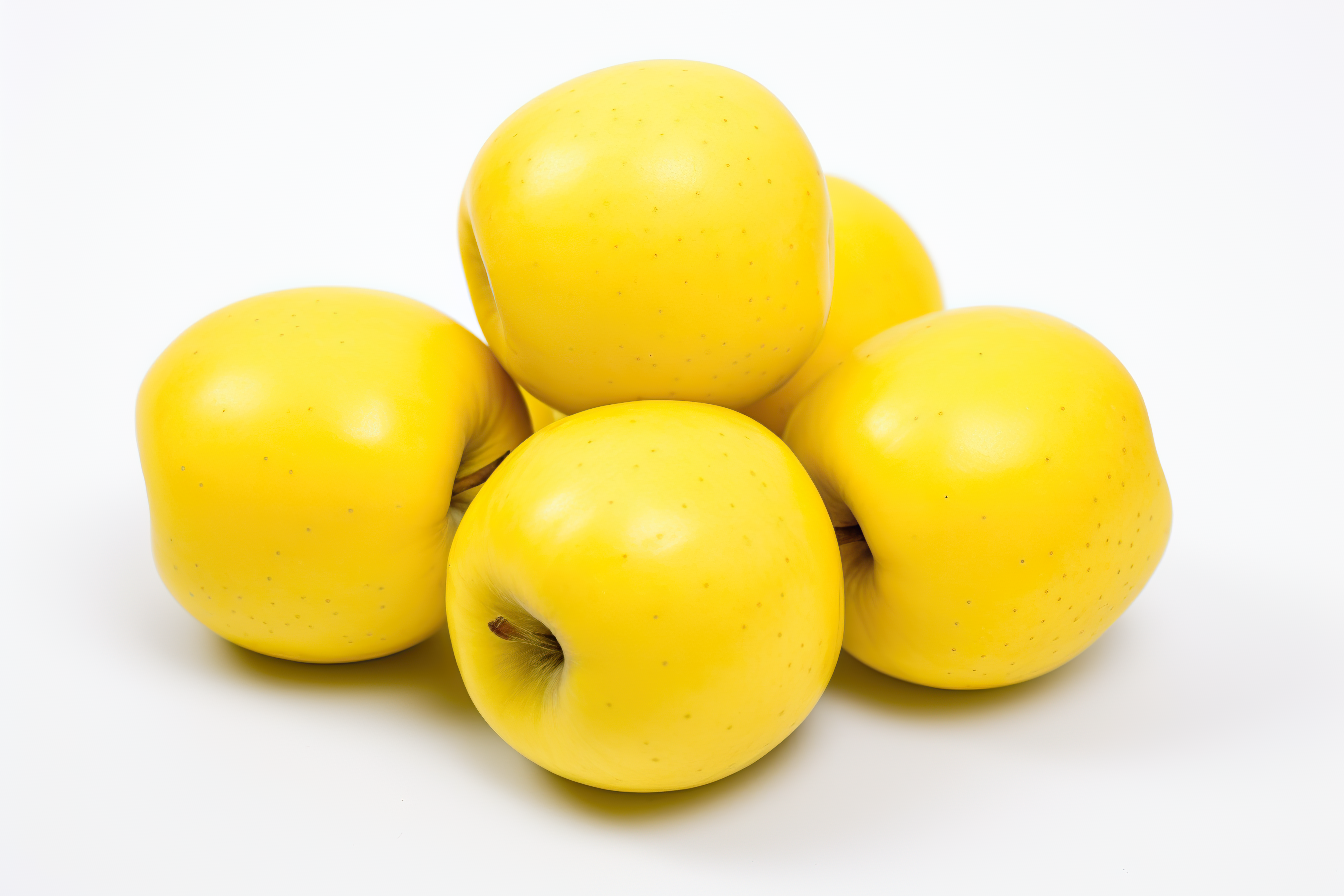 Ripe yellow apple isolated on white background