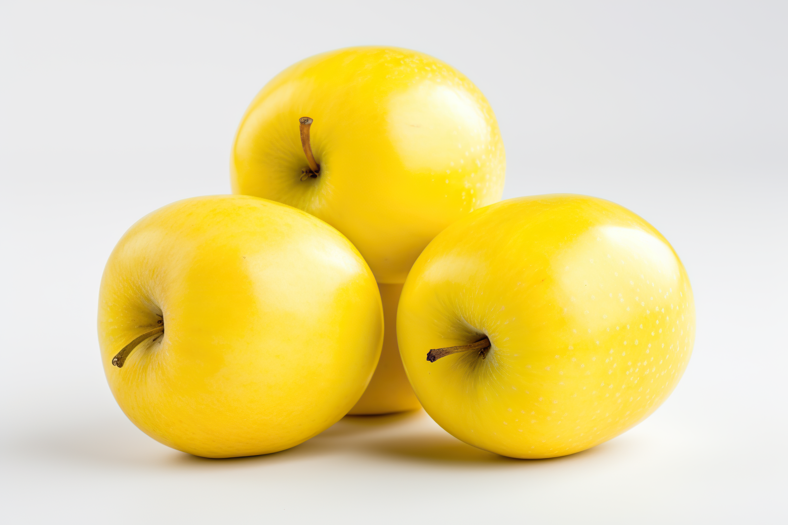 Ripe yellow apple isolated on white background