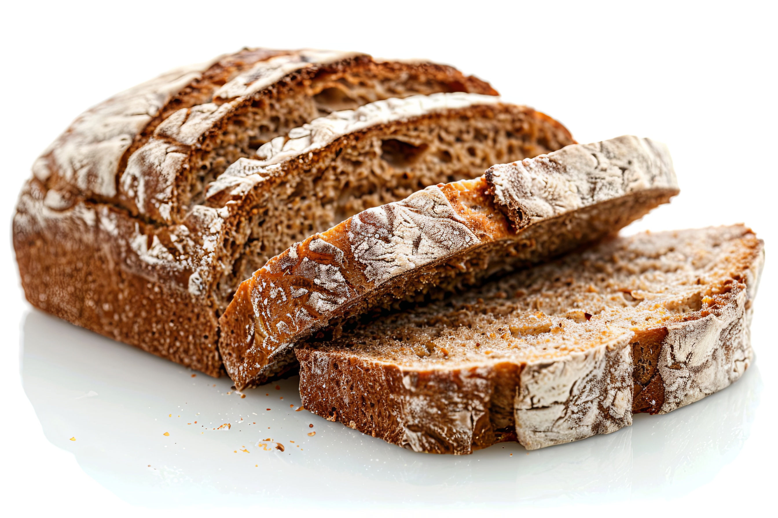 Slice of fresh bread isolated on white Background