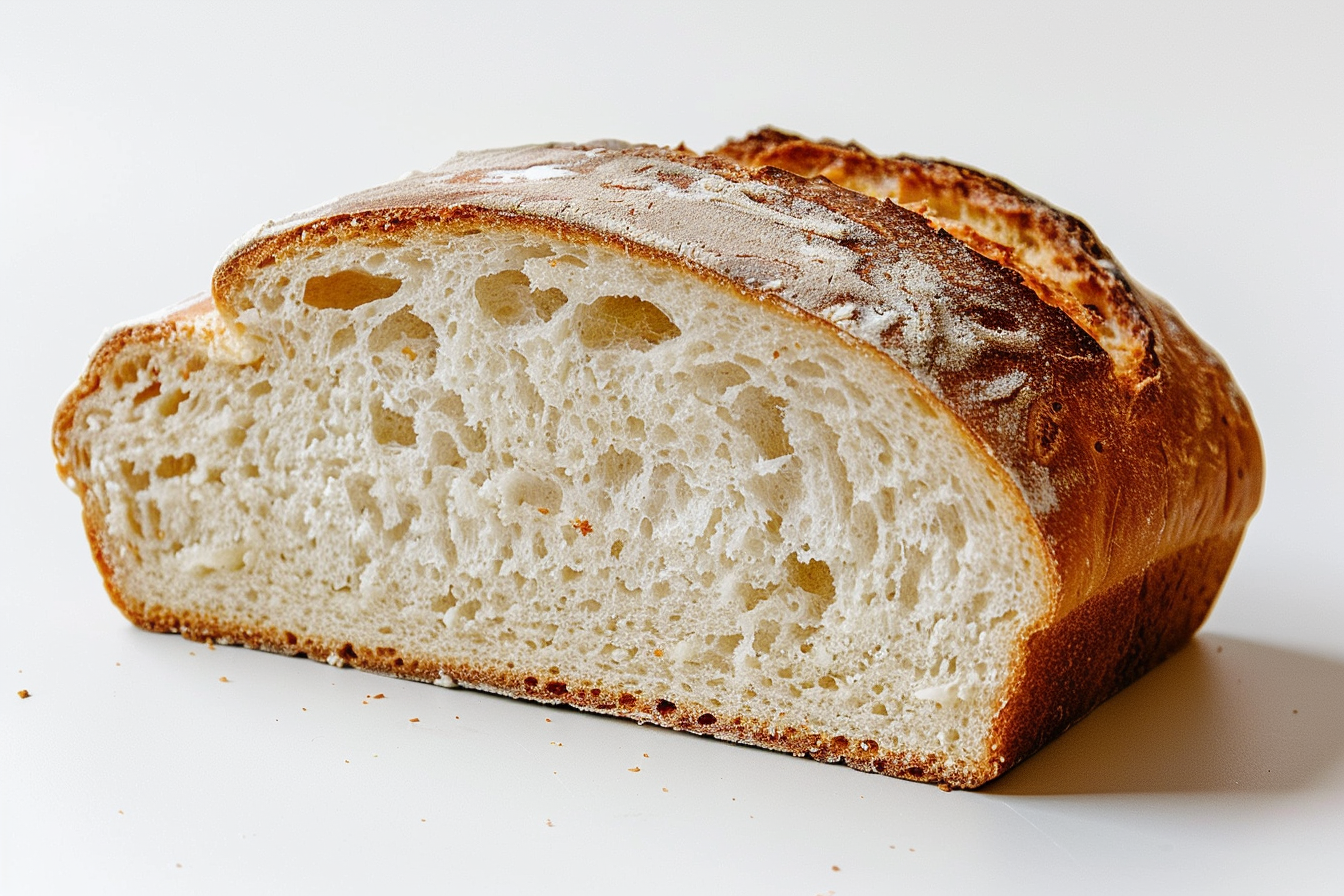 Slice of fresh white bread isolated on white Background