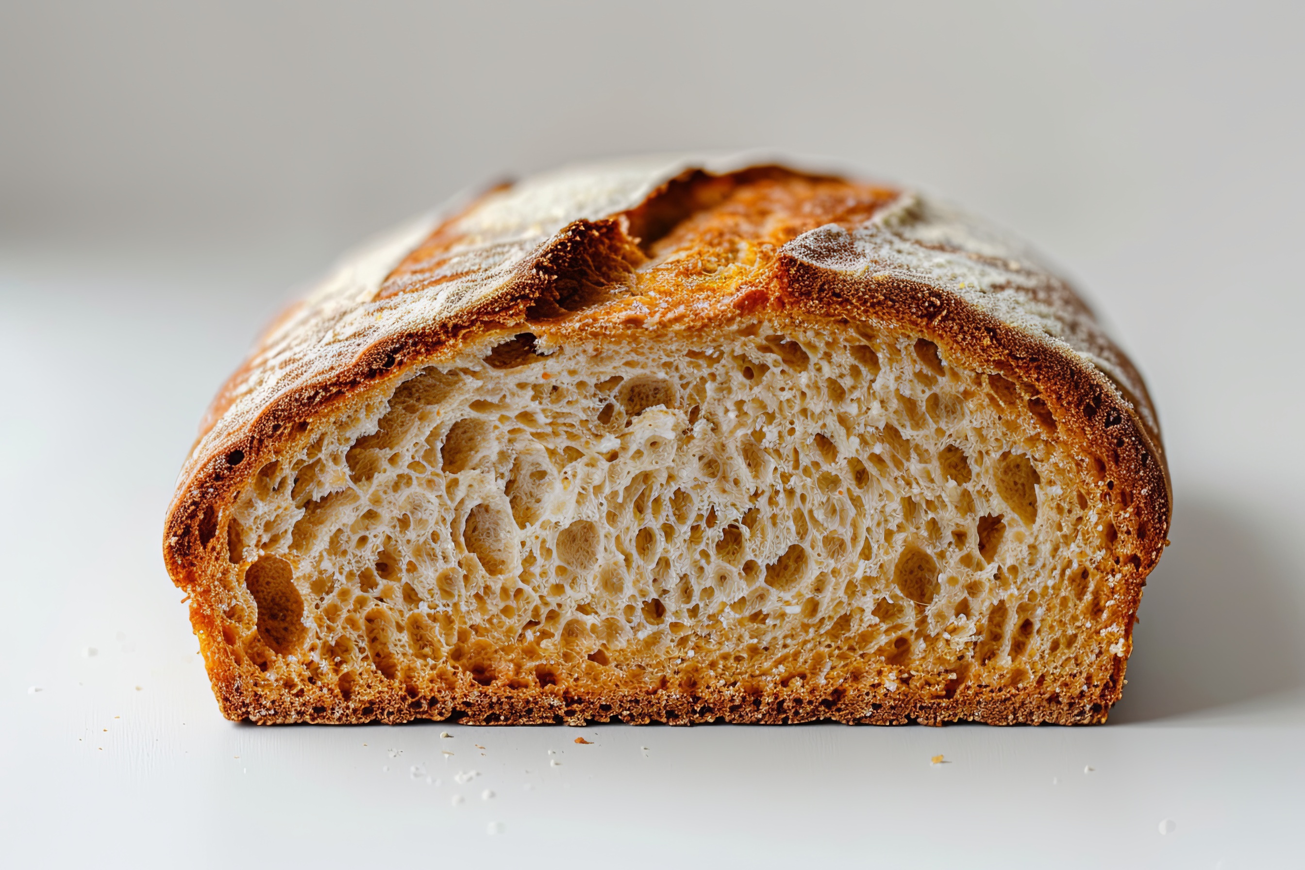 Slice of fresh white bread isolated on white Background