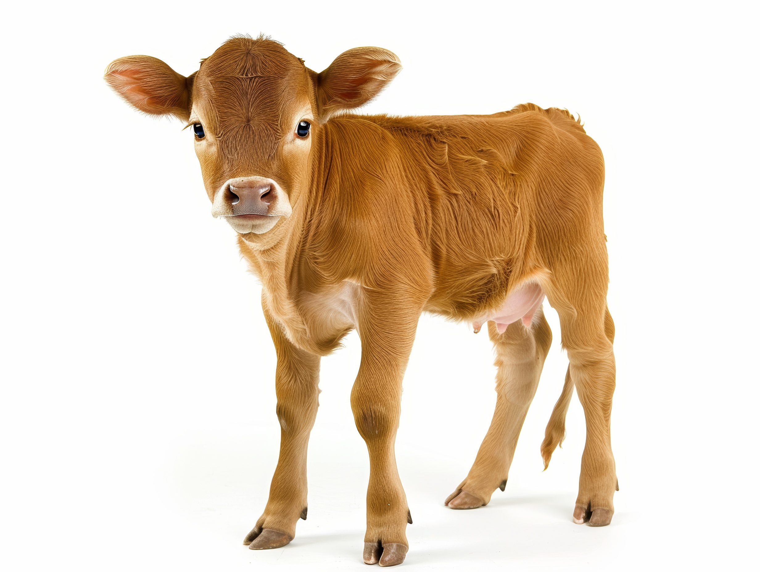 Small Calf on Solid White Background