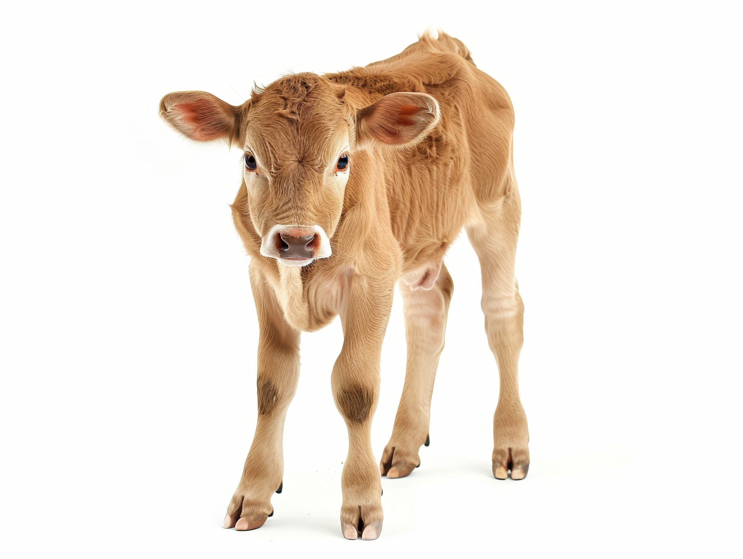 Small Calf on Solid White Background