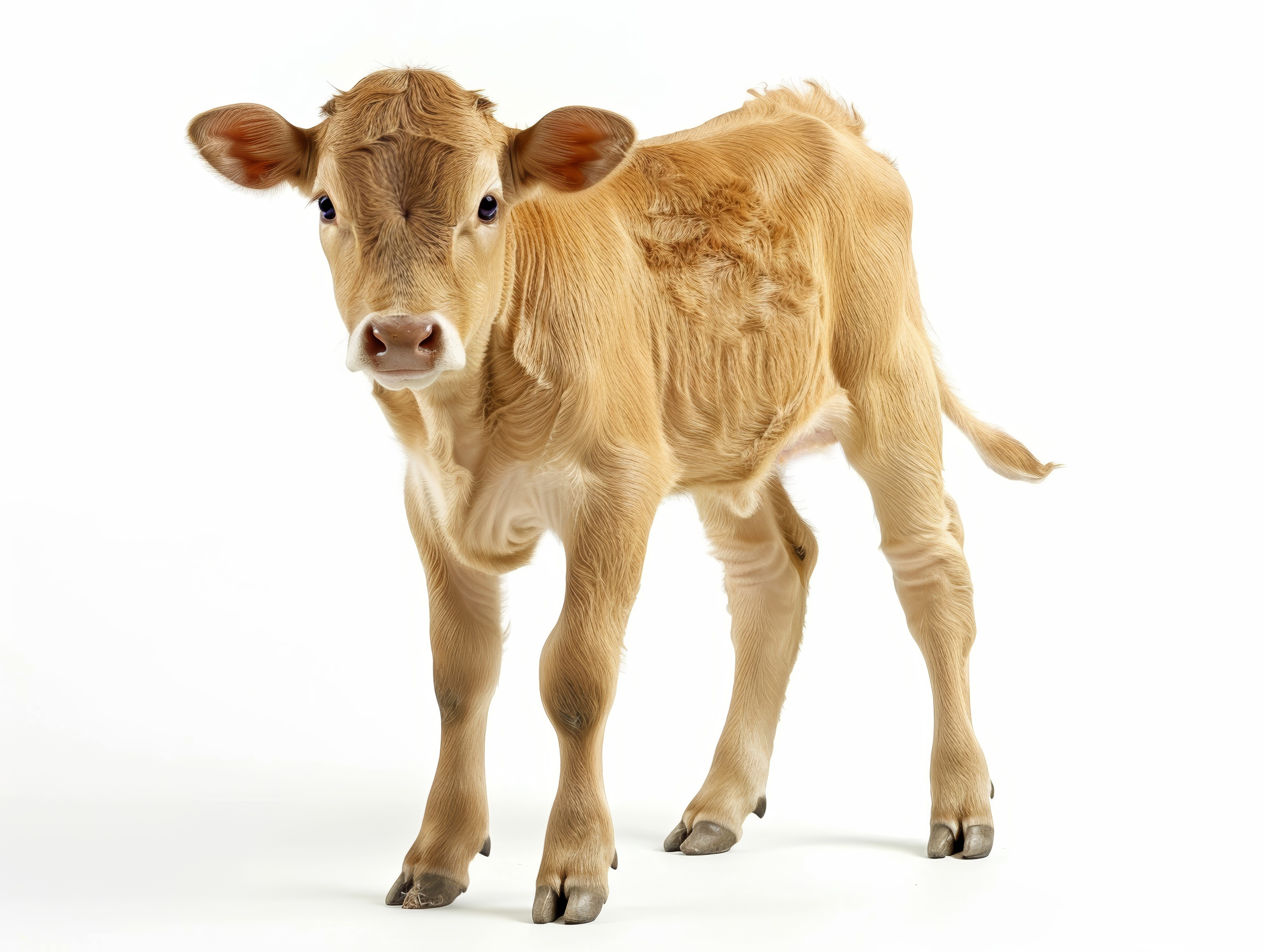 Small Golden Calf on Solid White Background