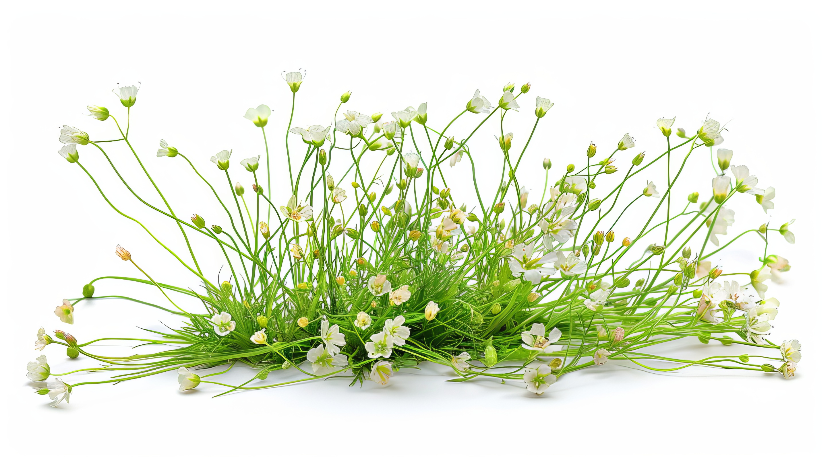 Spring grass and flowers isolated on White